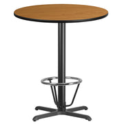 Stiles 36'' Round Natural Laminate Table Top with 30'' x 30'' Bar Height Table Base and Foot Ring