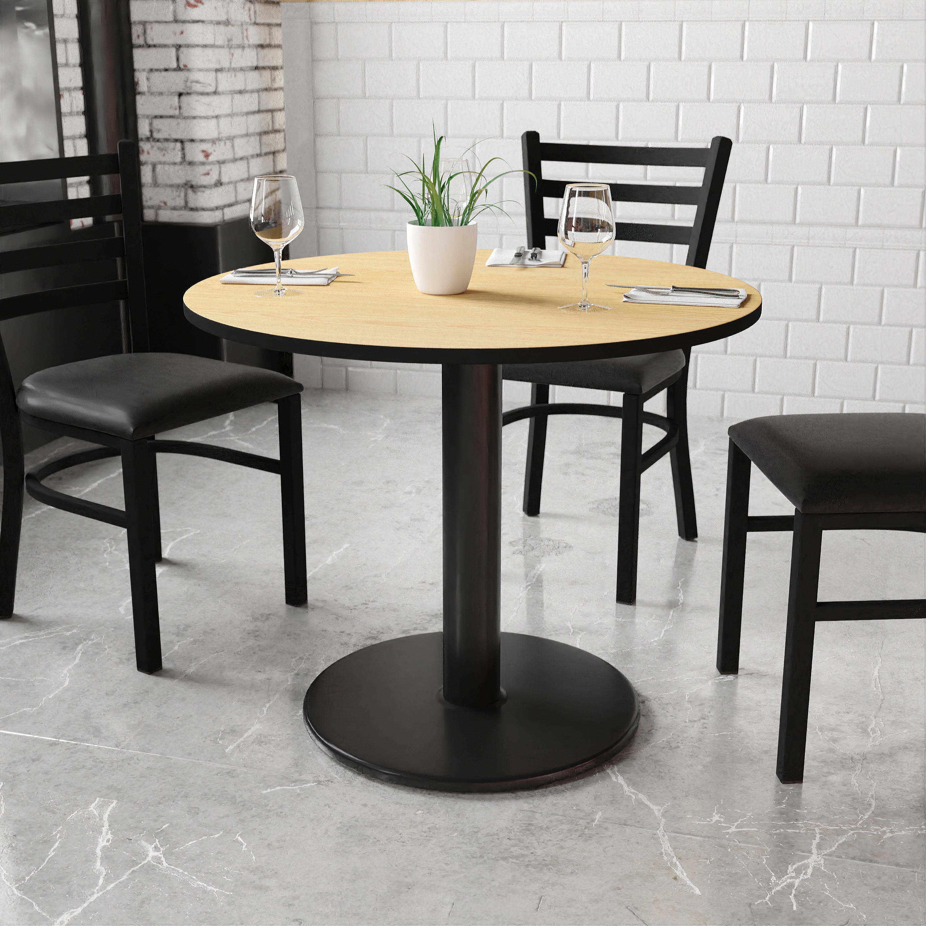 Graniss 36'' Round Natural Laminate Table Top with 24'' Round Table Height Base