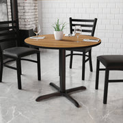 Graniss 36'' Round Walnut Laminate Table Top with 30'' x 30'' Table Height Base