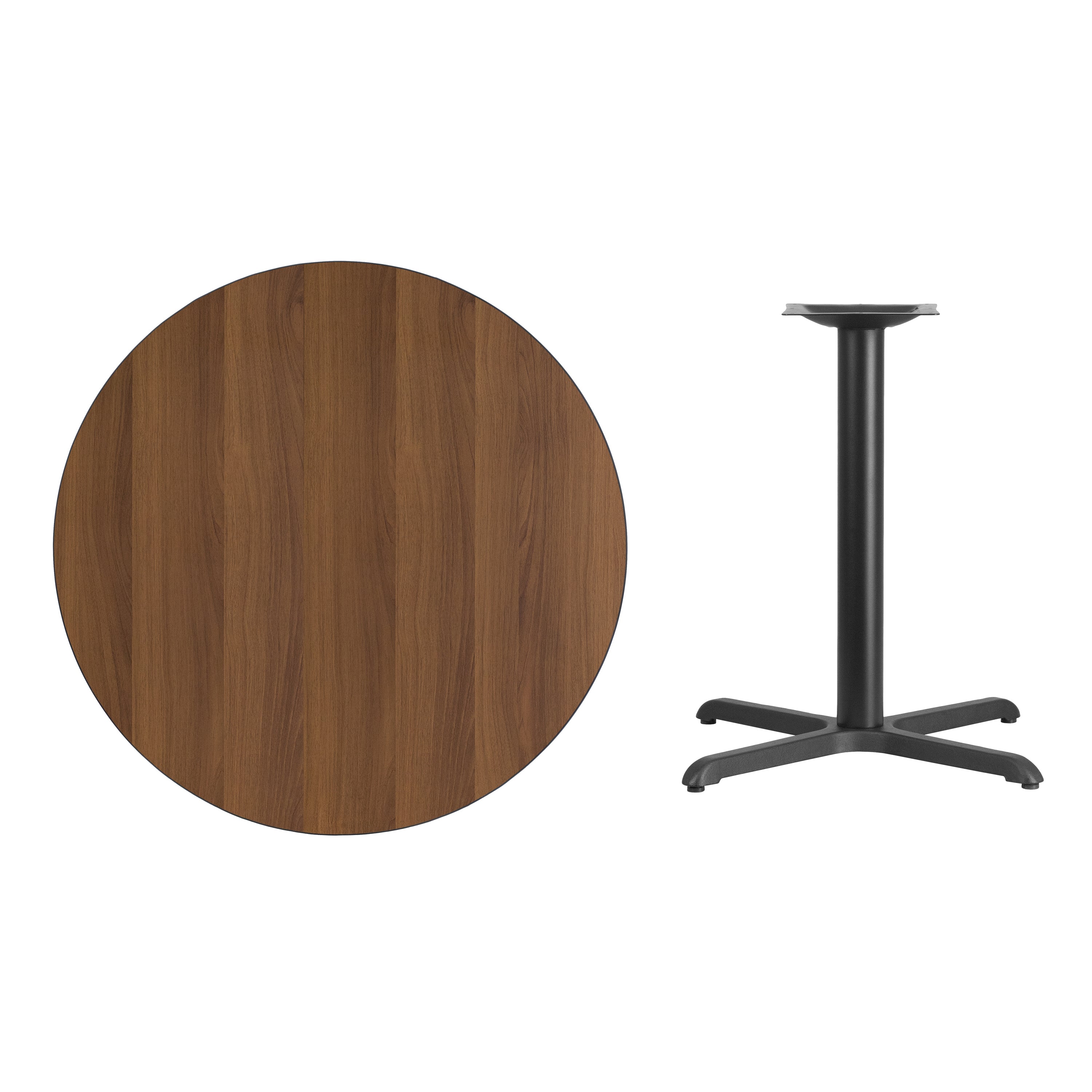 Graniss 36'' Round Walnut Laminate Table Top with 30'' x 30'' Table Height Base