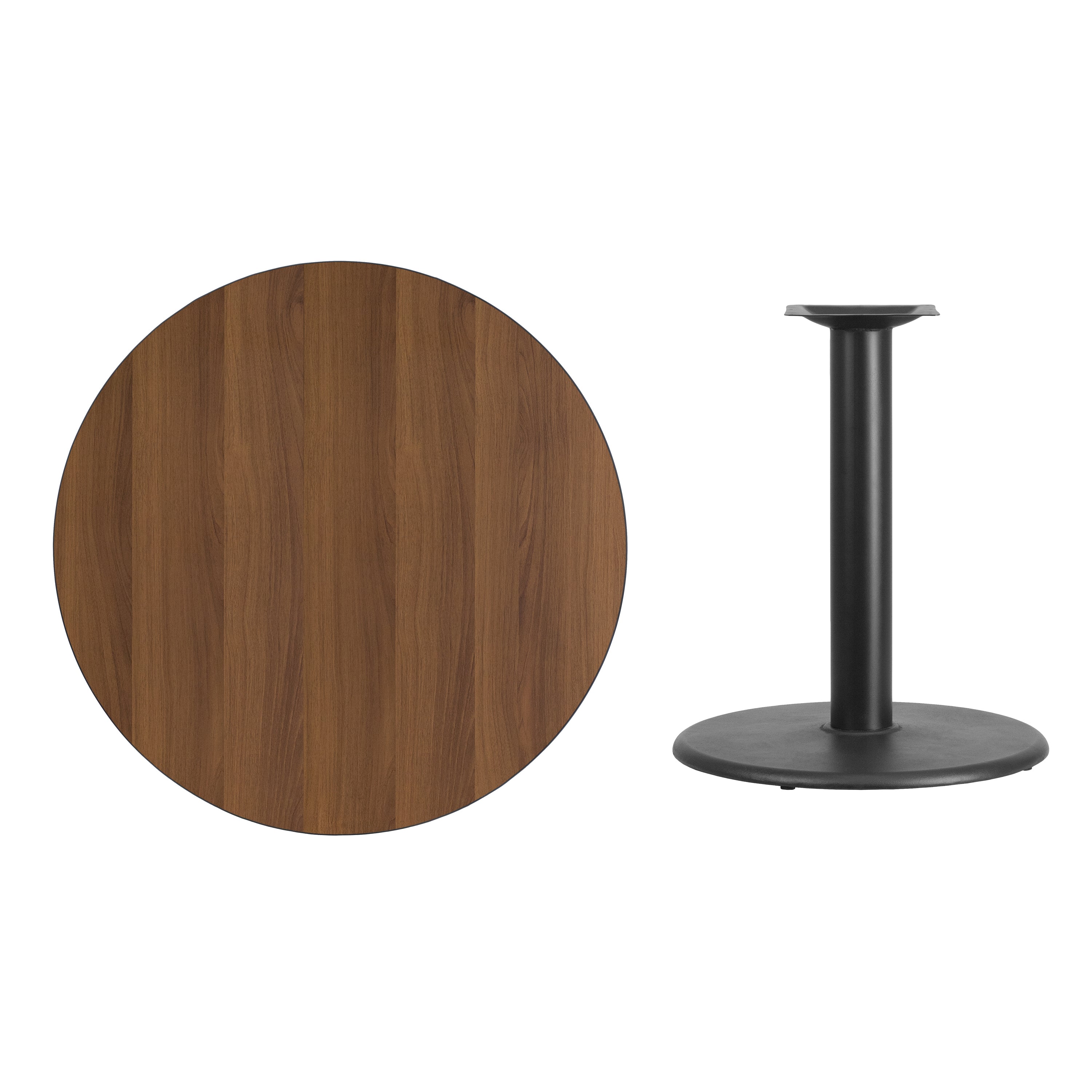Graniss 36'' Round Walnut Laminate Table Top with 24'' Round Table Height Base