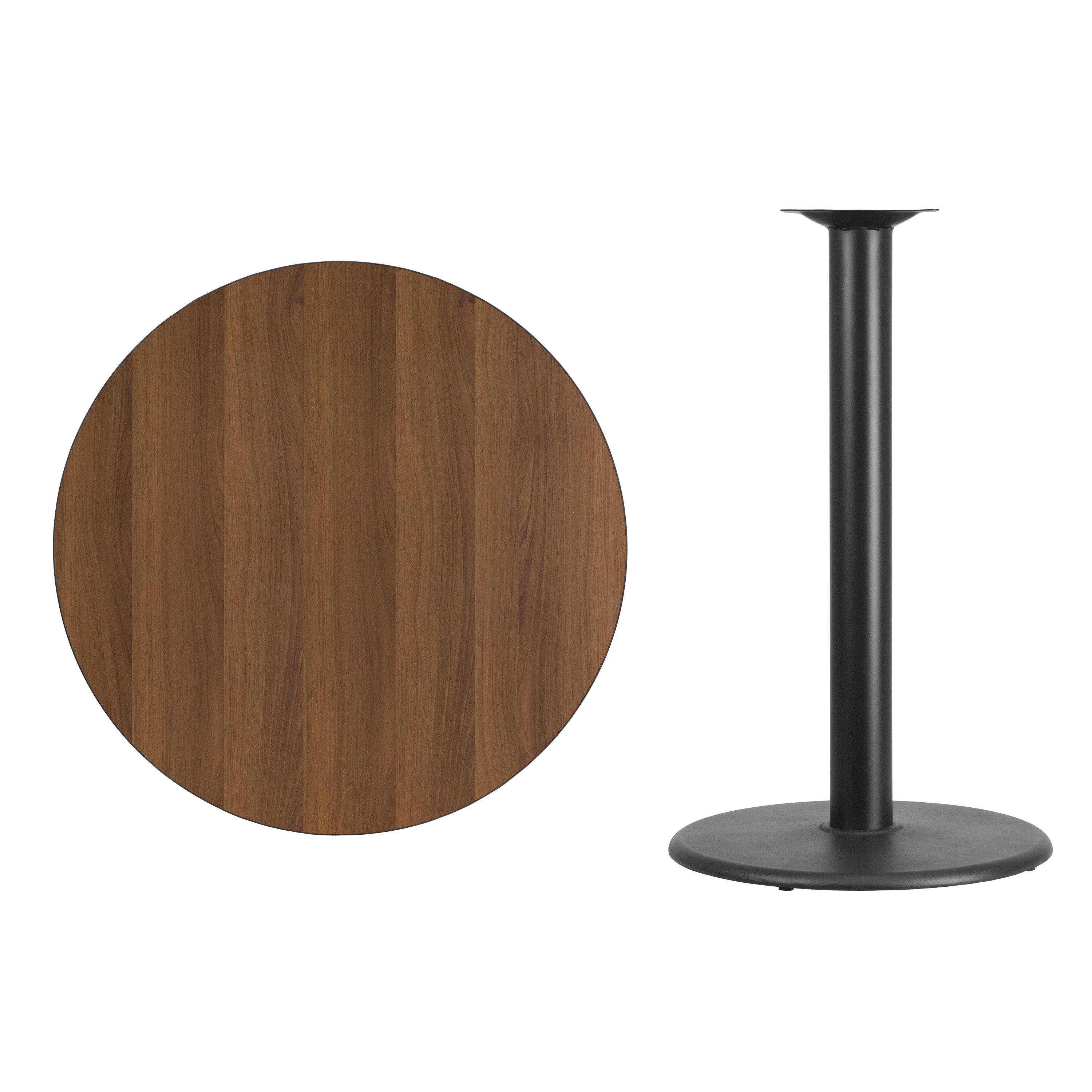 Stiles 36'' Round Walnut Laminate Table Top with 24'' Round Bar Height Table Base