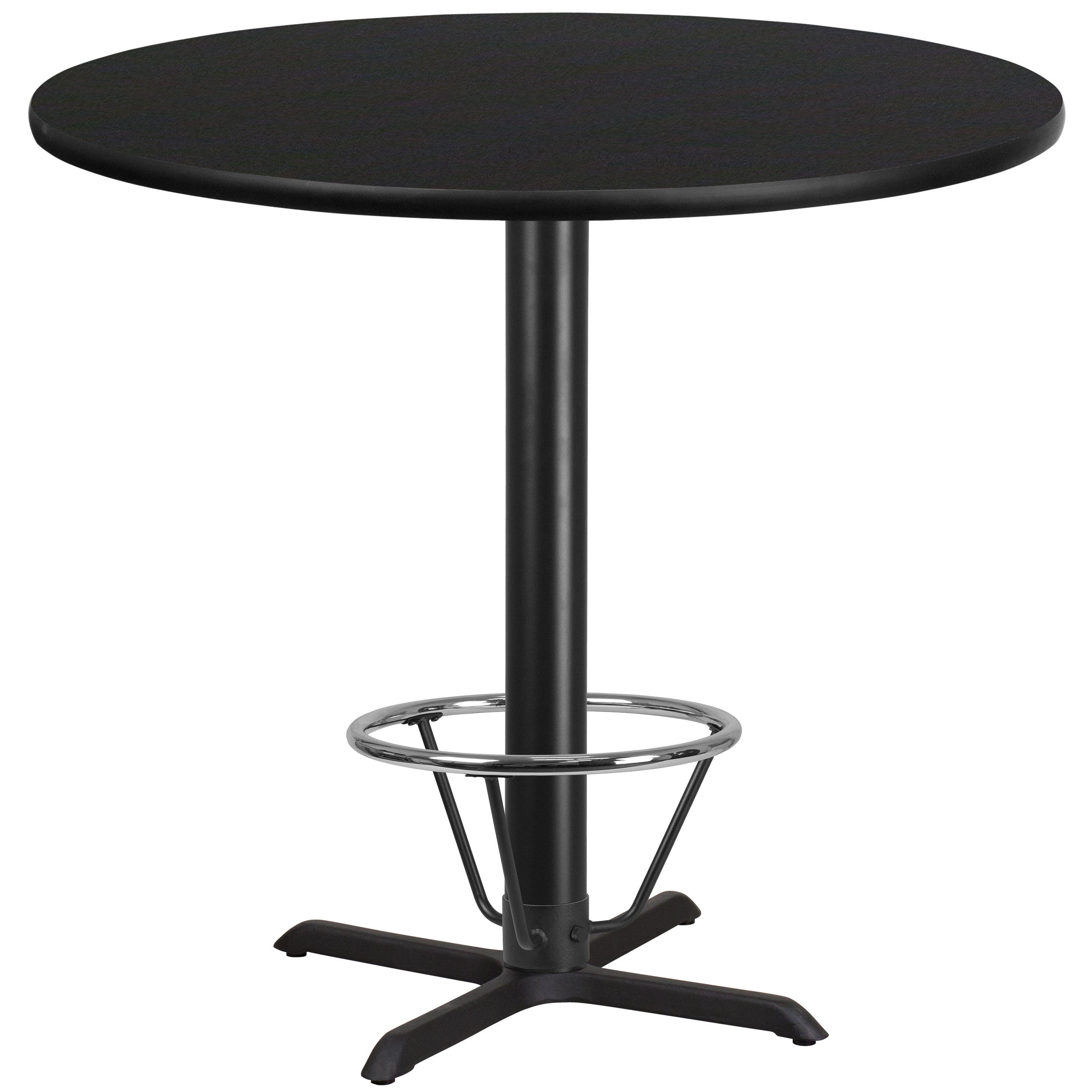 Stiles 42'' Round Black Laminate Table Top with 33'' x 33'' Bar Height Table Base and Foot Ring