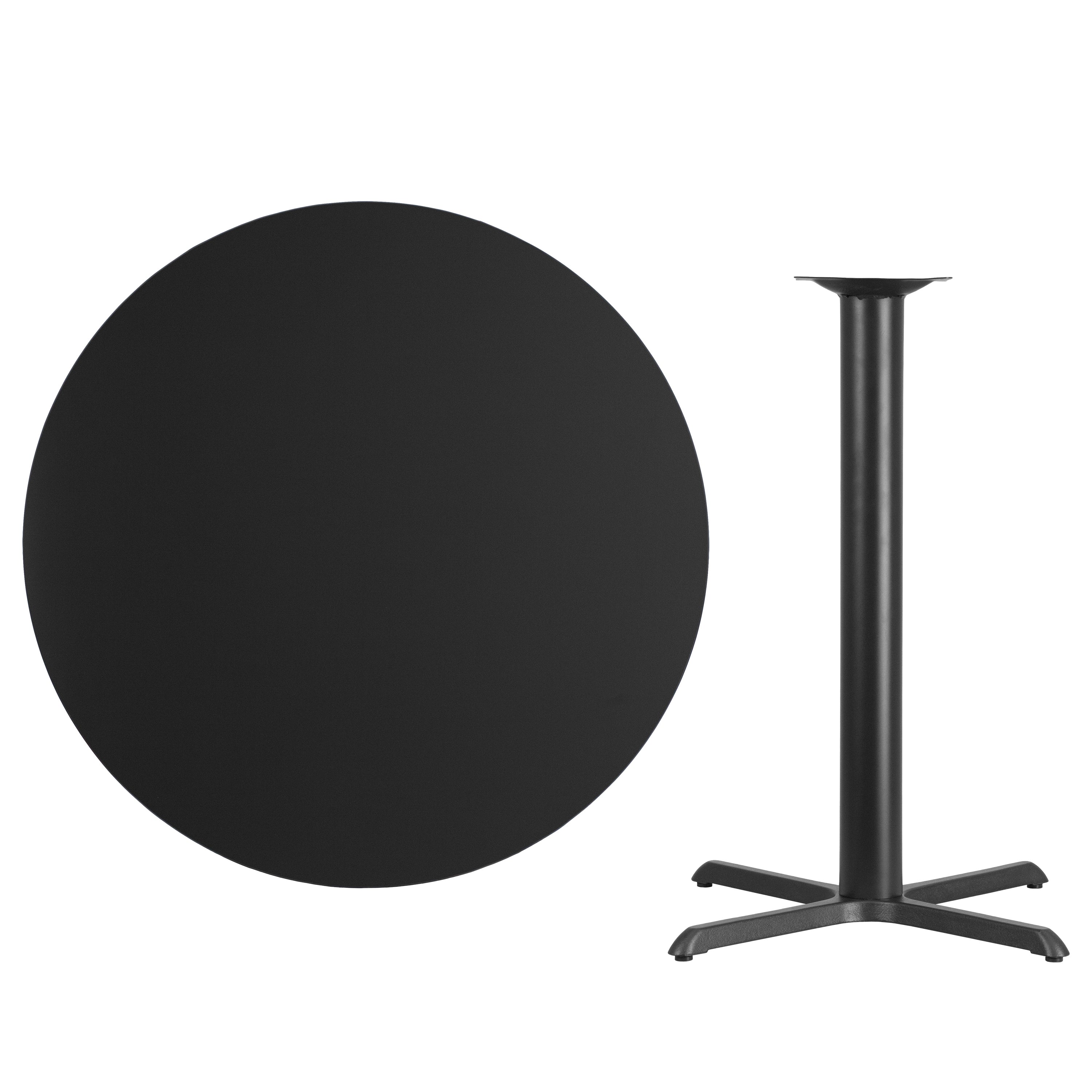 Stiles 42'' Round Black Laminate Table Top with 33'' x 33'' Bar Height Table Base