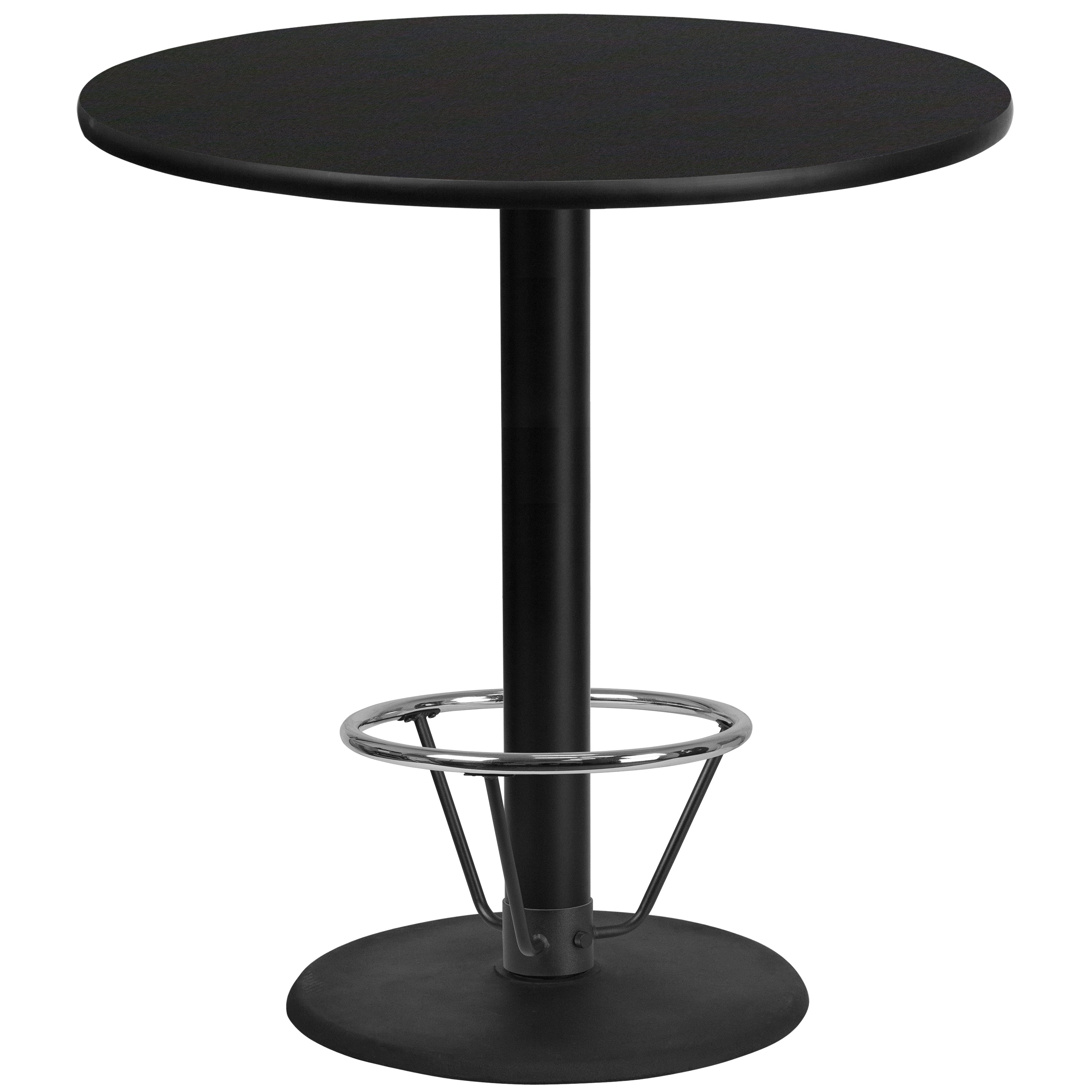 Stiles 42'' Round Black Laminate Table Top with 24'' Round Bar Height Table Base and Foot Ring