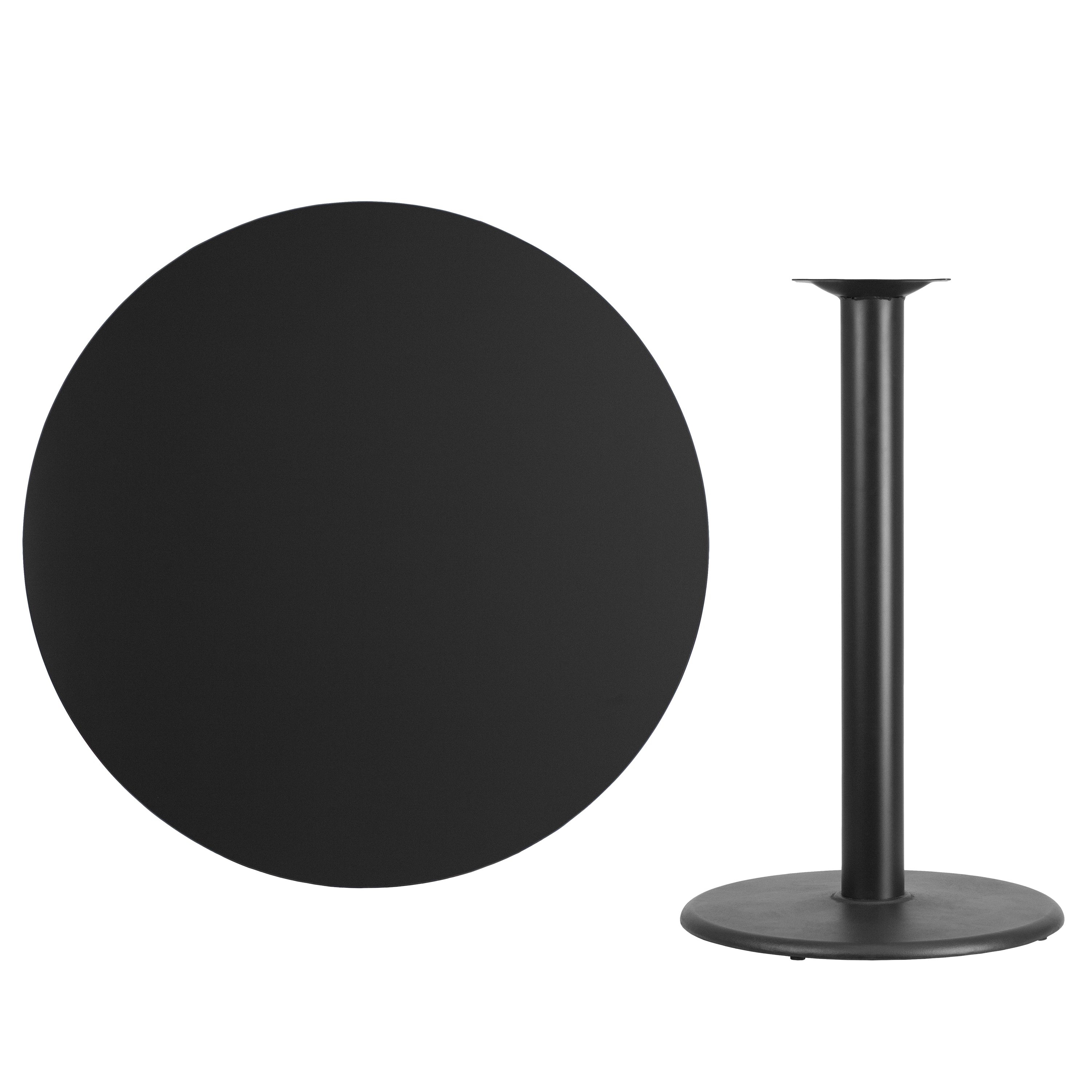Stiles 42'' Round Black Laminate Table Top with 24'' Round Bar Height Table Base
