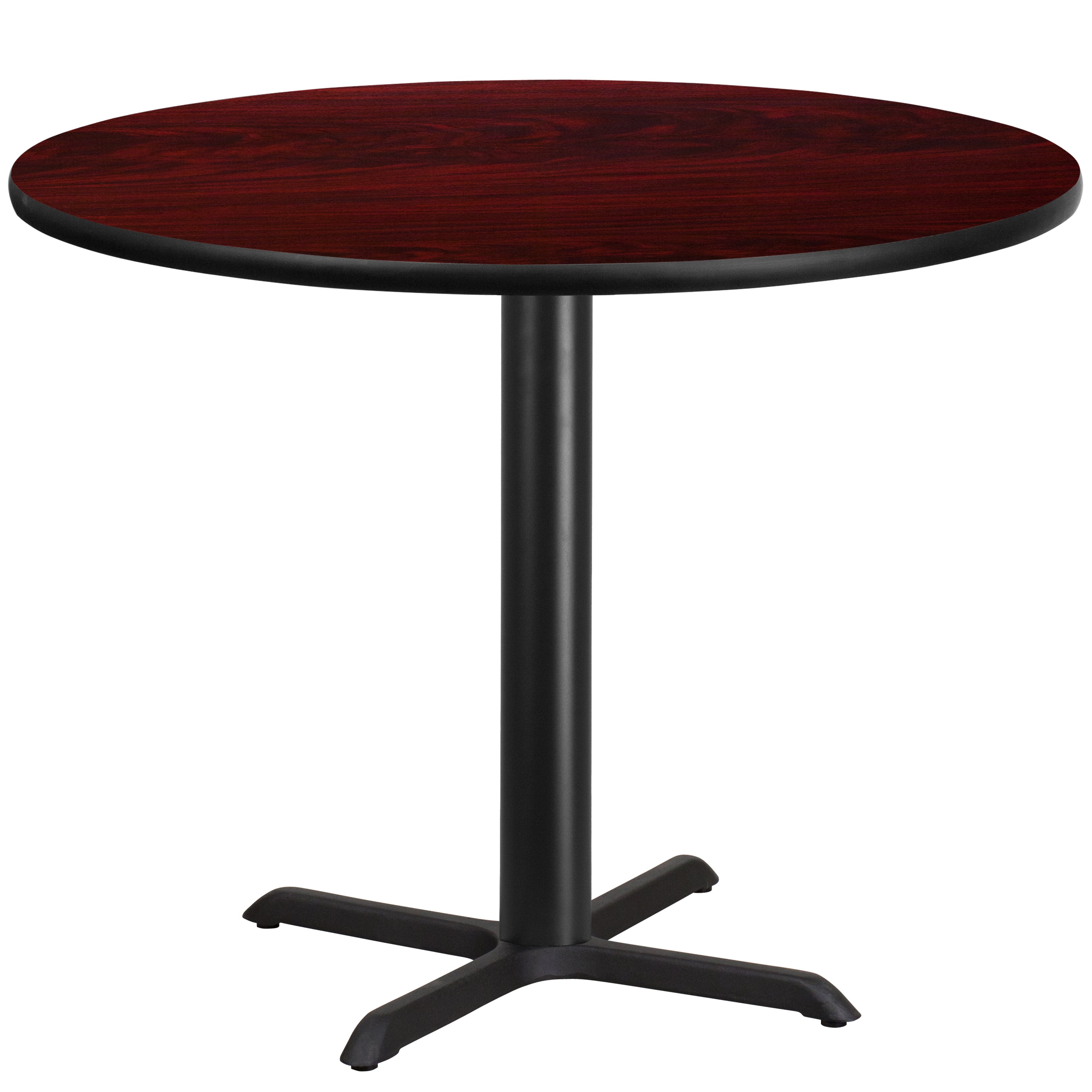 Graniss 42'' Round Mahogany Laminate Table Top with 33'' x 33'' Table Height Base
