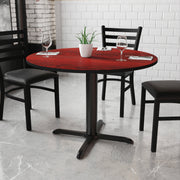 Graniss 42'' Round Mahogany Laminate Table Top with 33'' x 33'' Table Height Base