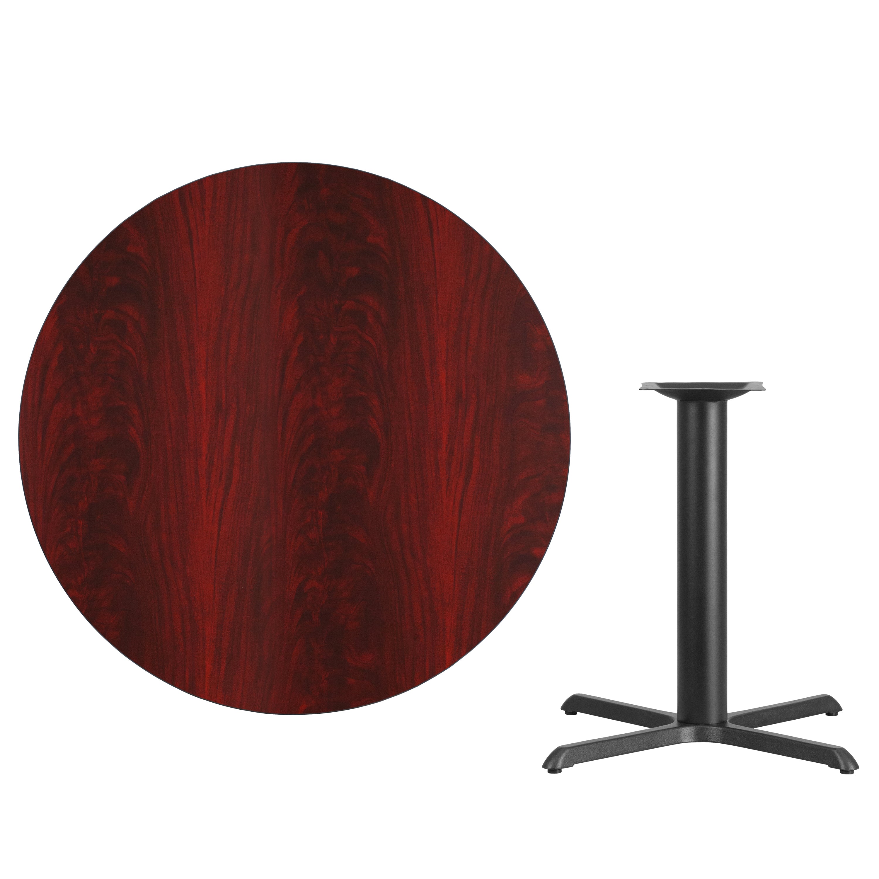 Graniss 42'' Round Mahogany Laminate Table Top with 33'' x 33'' Table Height Base