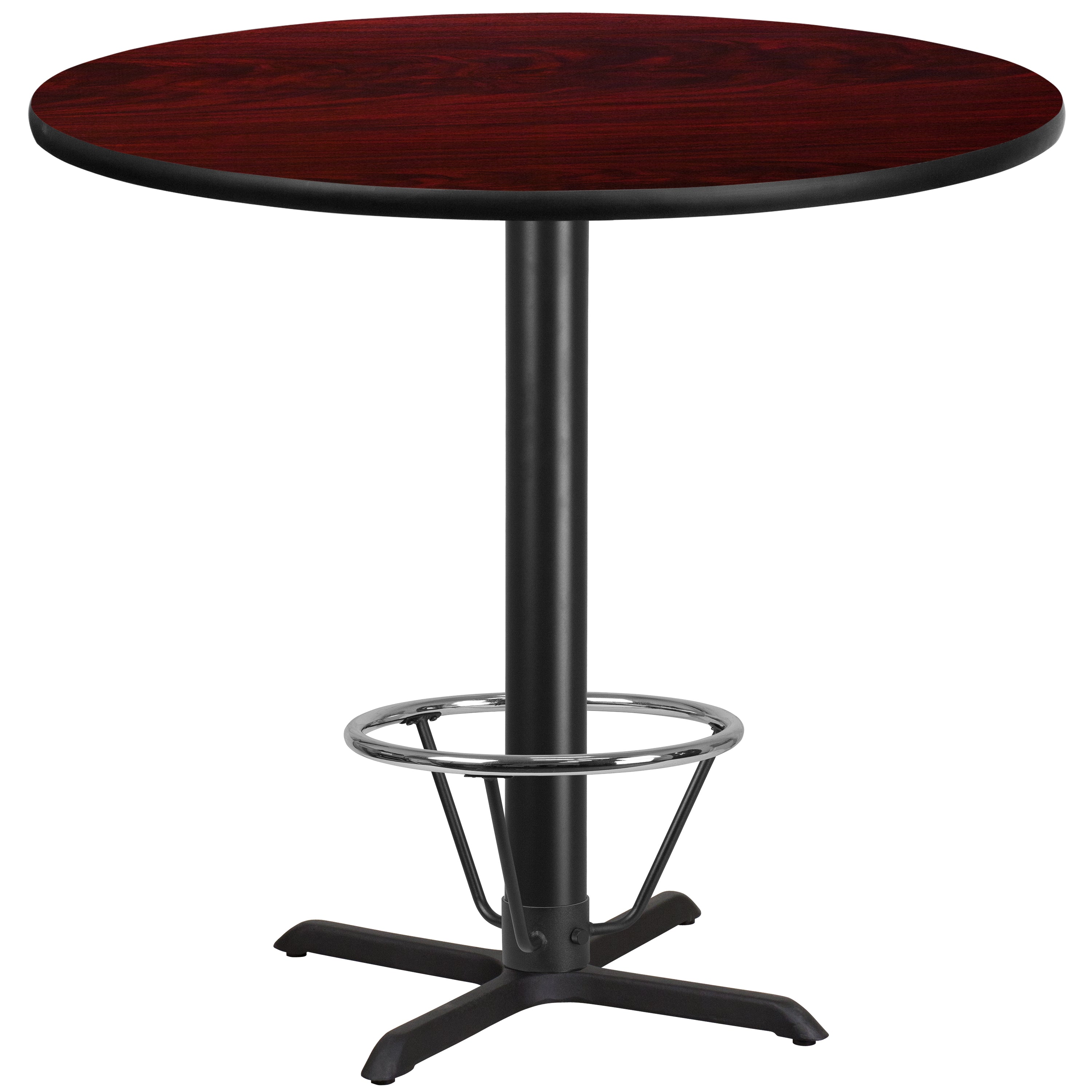 Stiles 42'' Round Mahogany Laminate Table Top with 33'' x 33'' Bar Height Table Base and Foot Ring