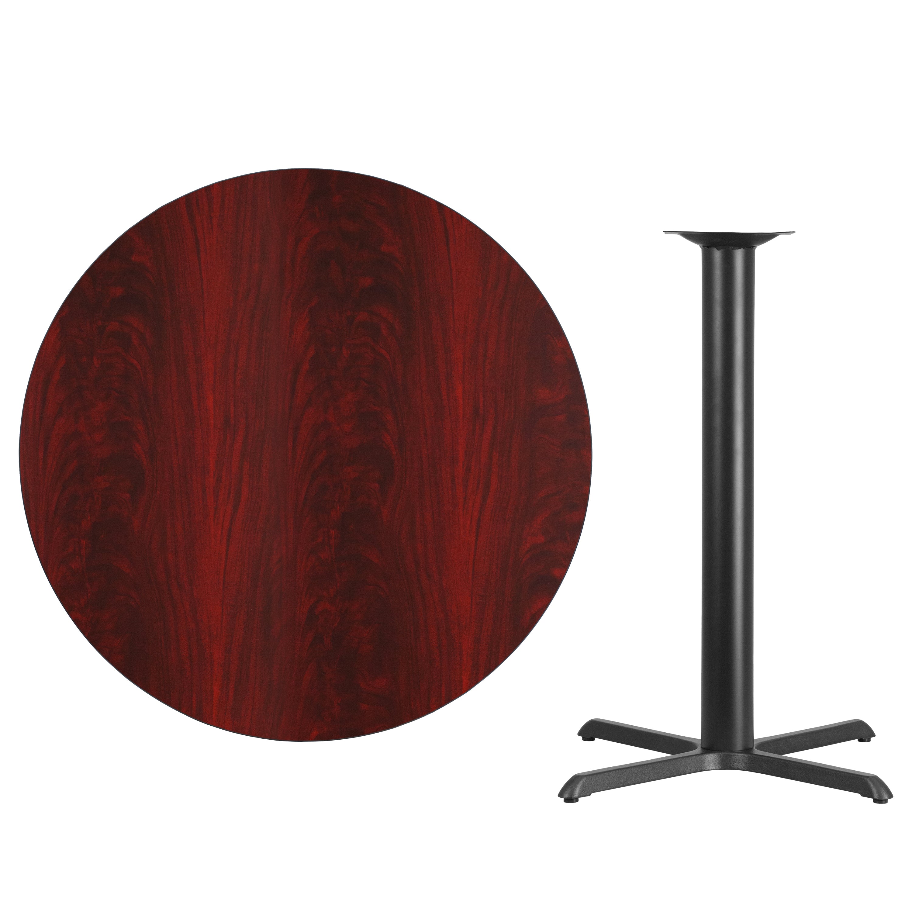 Stiles 42'' Round Mahogany Laminate Table Top with 33'' x 33'' Bar Height Table Base