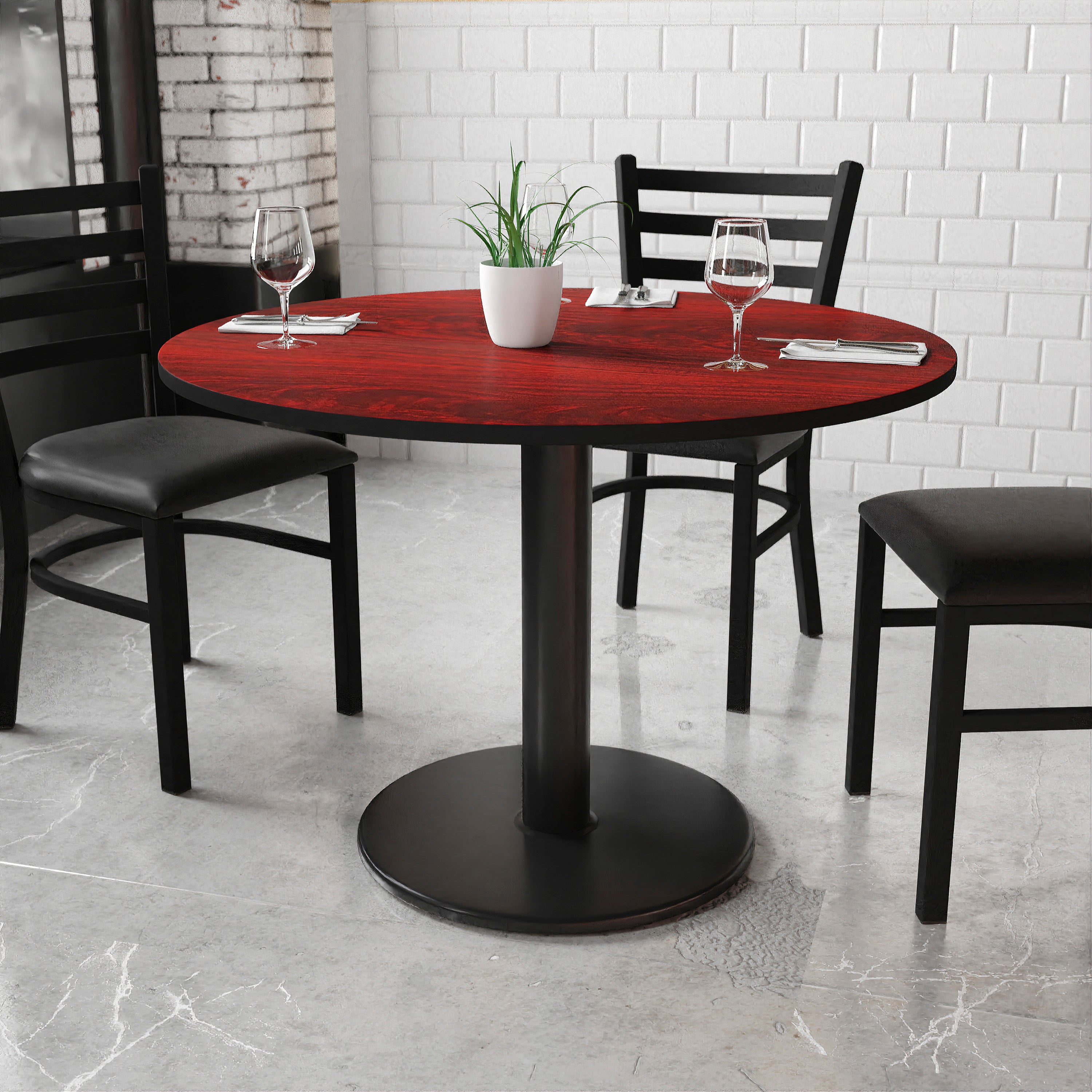 Graniss 42'' Round Mahogany Laminate Table Top with 24'' Round Table Height Base