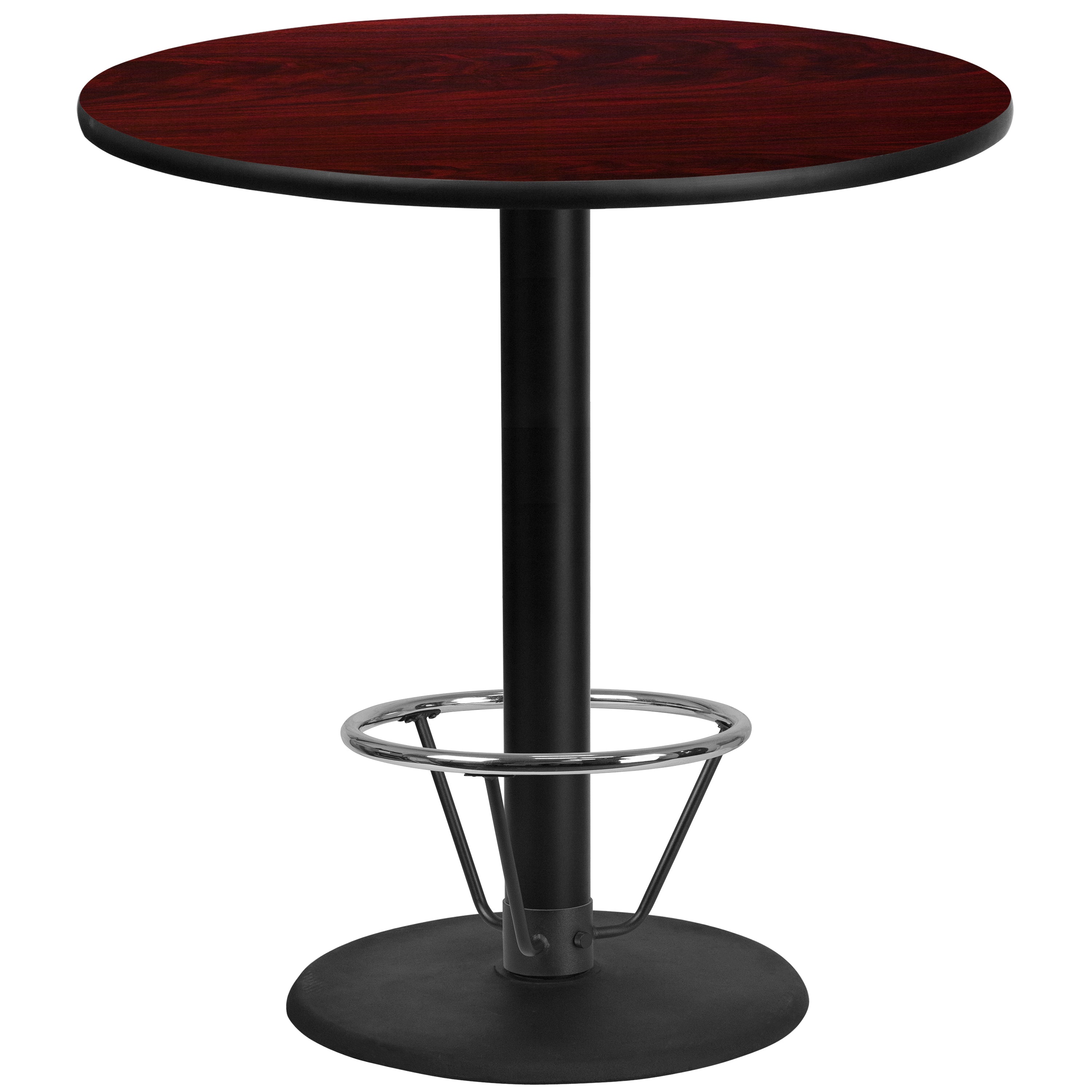 Stiles 42'' Round Mahogany Laminate Table Top with 24'' Round Bar Height Table Base and Foot Ring