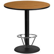 Stiles 42'' Round Natural Laminate Table Top with 24'' Round Bar Height Table Base and Foot Ring