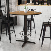 Stiles 42'' Round Walnut Laminate Table Top with 33'' x 33'' Bar Height Table Base and Foot Ring