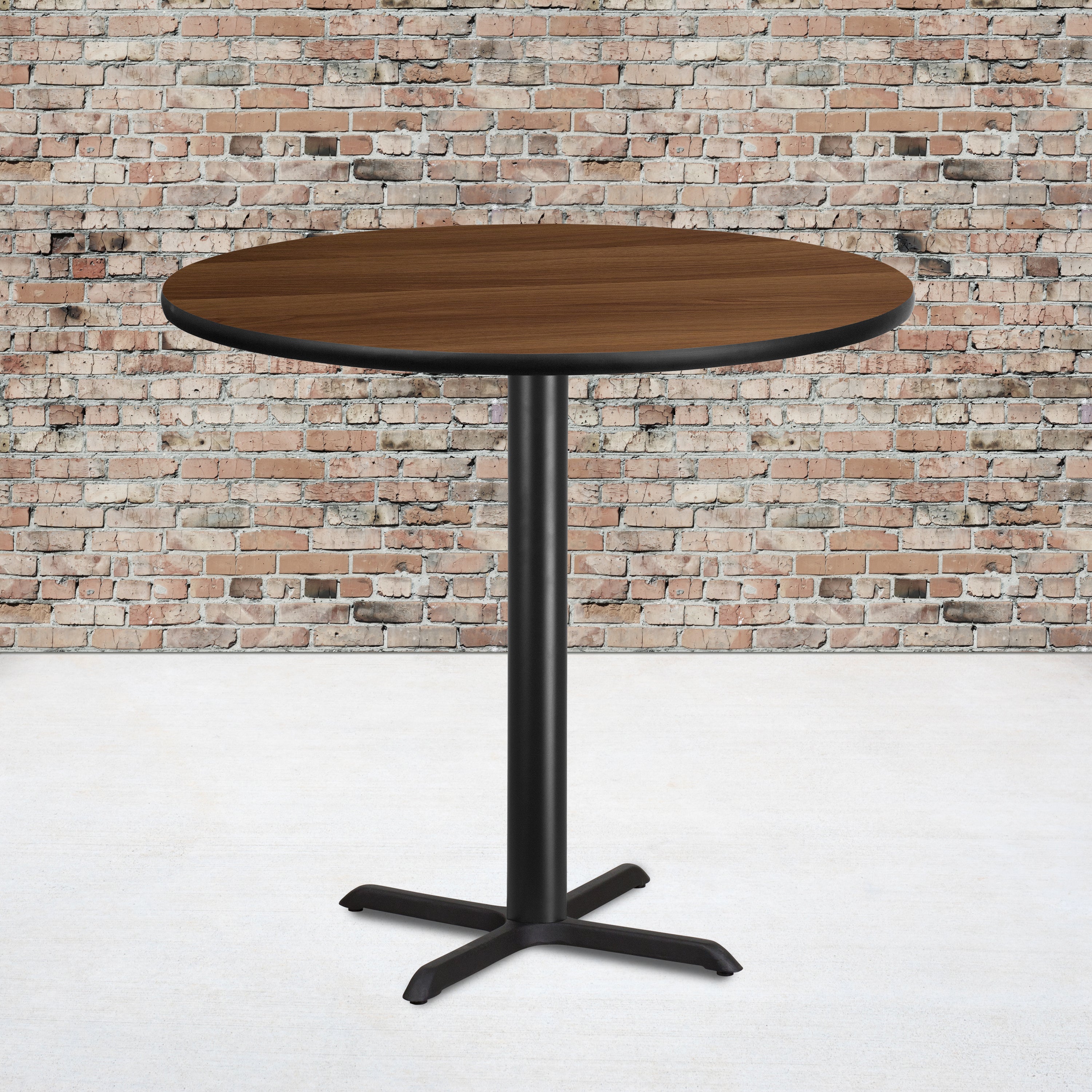 Stiles 42'' Round Walnut Laminate Table Top with 33'' x 33'' Bar Height Table Base