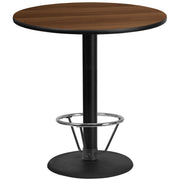 Stiles 42'' Round Walnut Laminate Table Top with 24'' Round Bar Height Table Base and Foot Ring