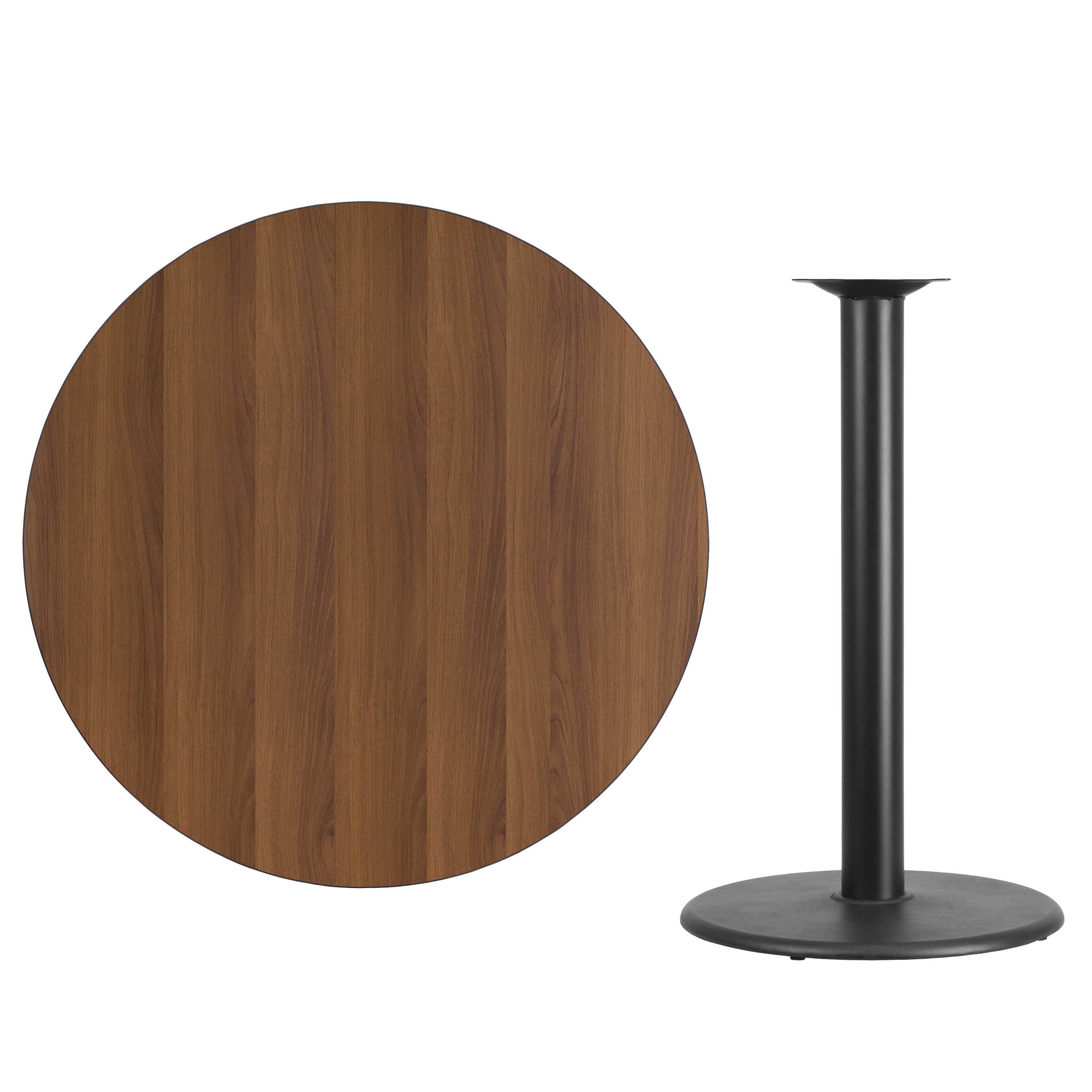 Stiles 42'' Round Walnut Laminate Table Top with 24'' Round Bar Height Table Base