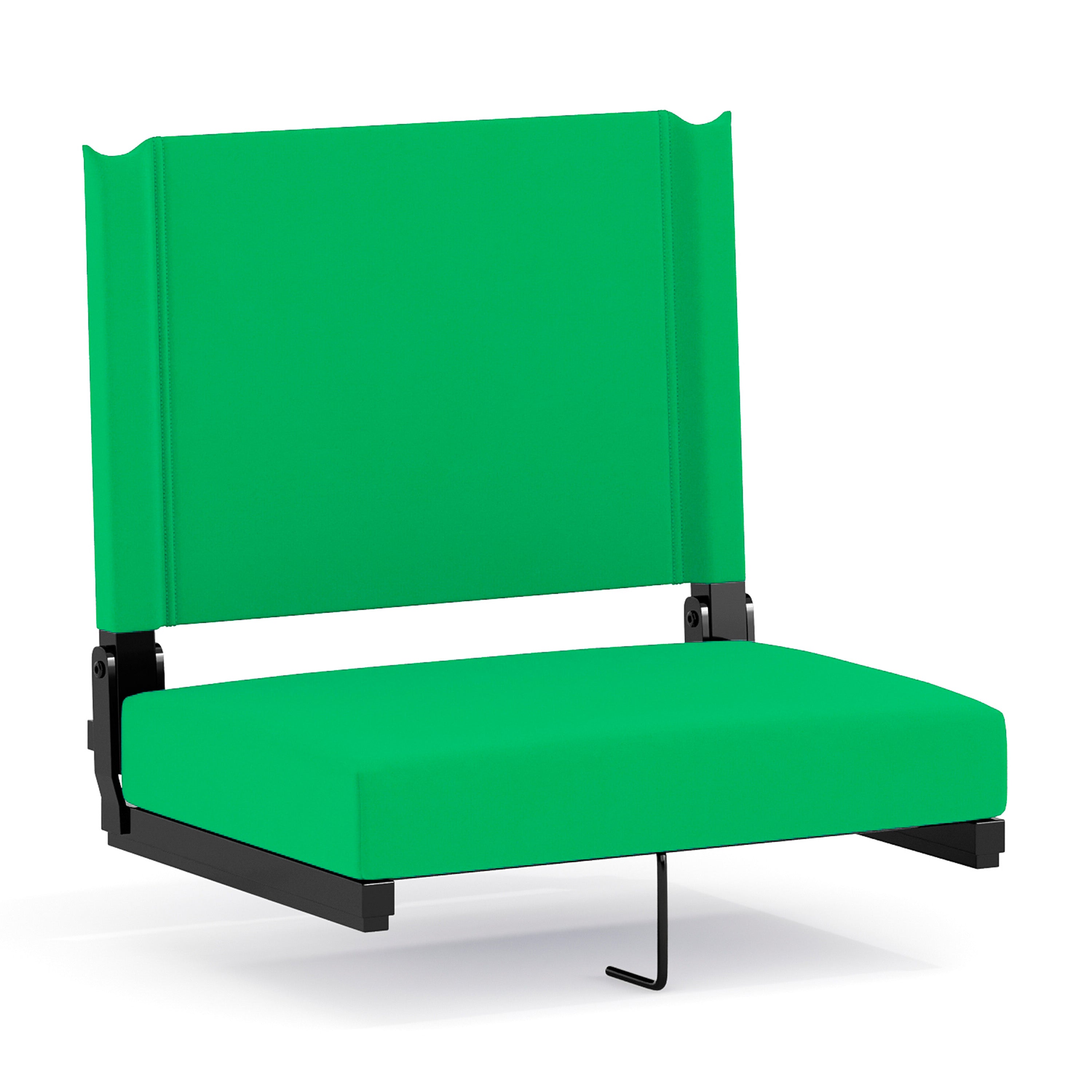 Grandstand Comfort 500 lb Capacity Padded Stadium Chairs, Folding Seats with Handles, Lightweight & Durable, Bright Green