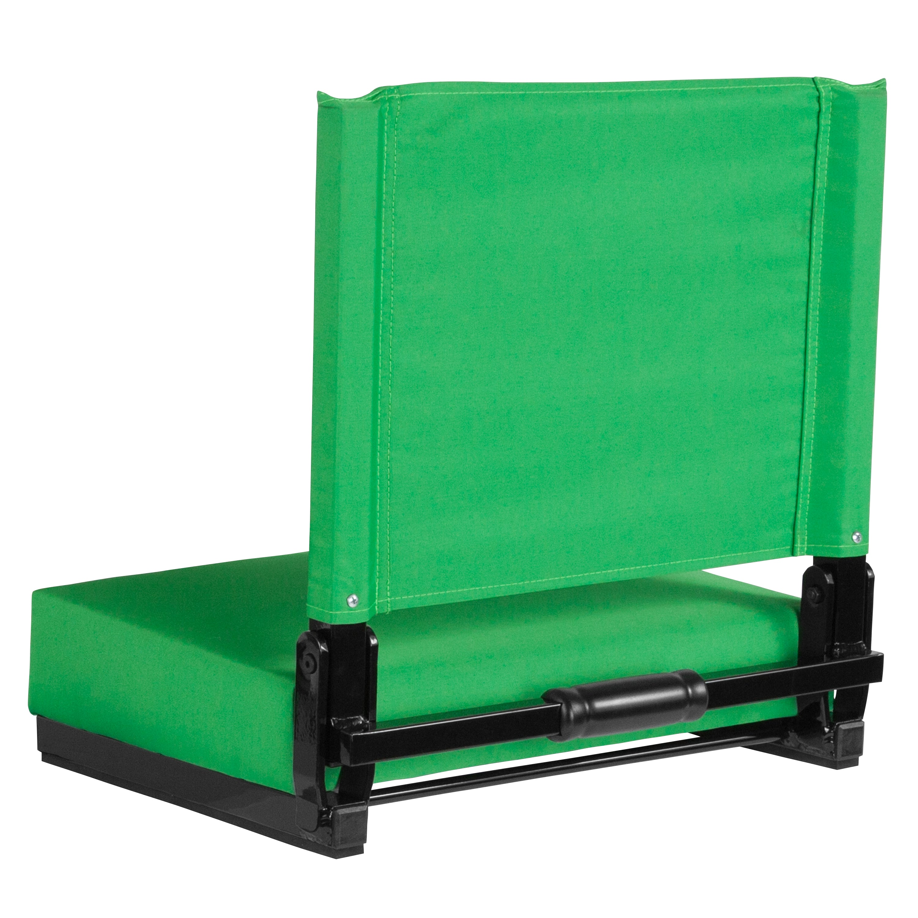 Grandstand Comfort 500 lb Capacity Padded Stadium Chairs, Folding Seats with Handles, Lightweight & Durable, Bright Green