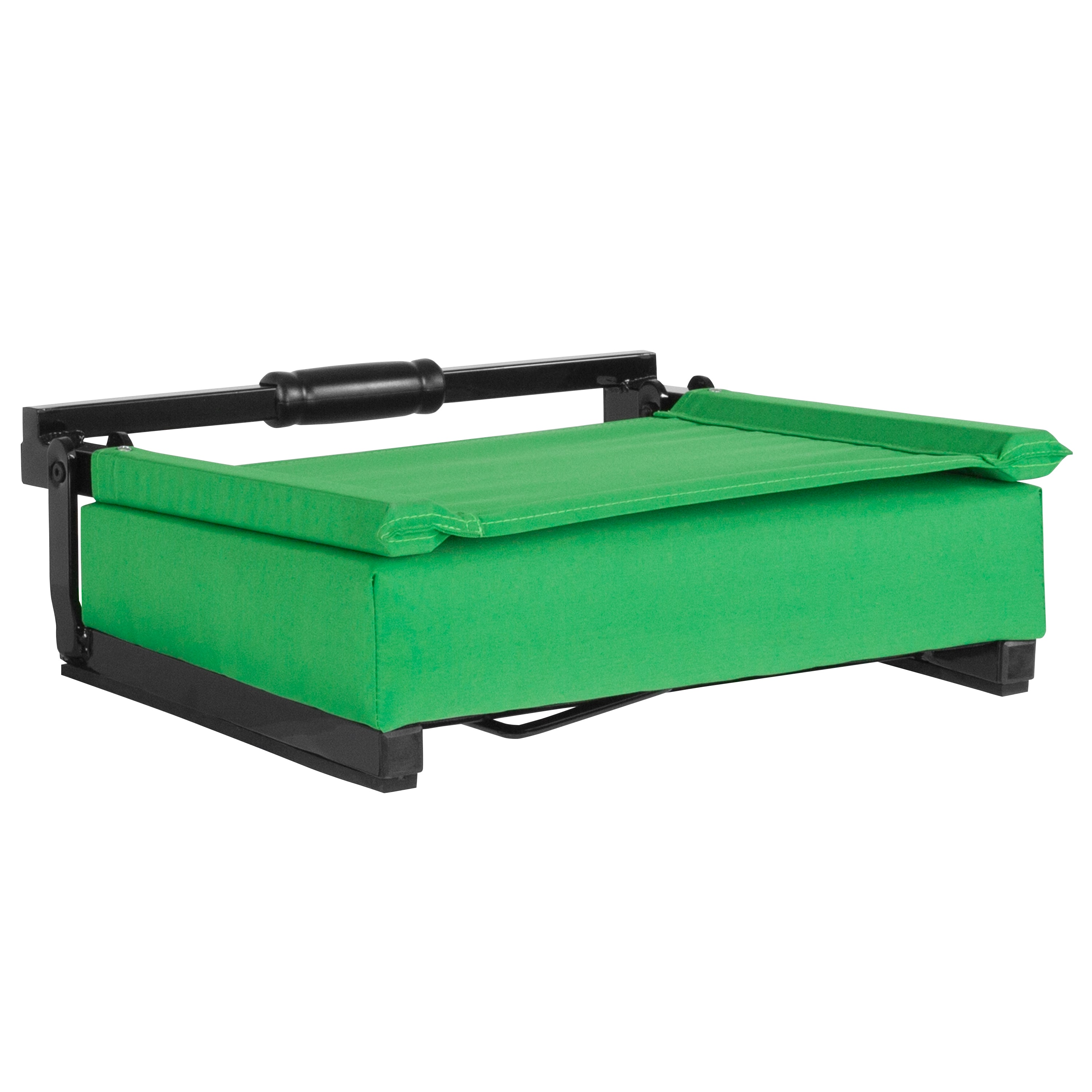 Grandstand Comfort 500 lb Capacity Padded Stadium Chairs, Folding Seats with Handles, Lightweight & Durable, Bright Green