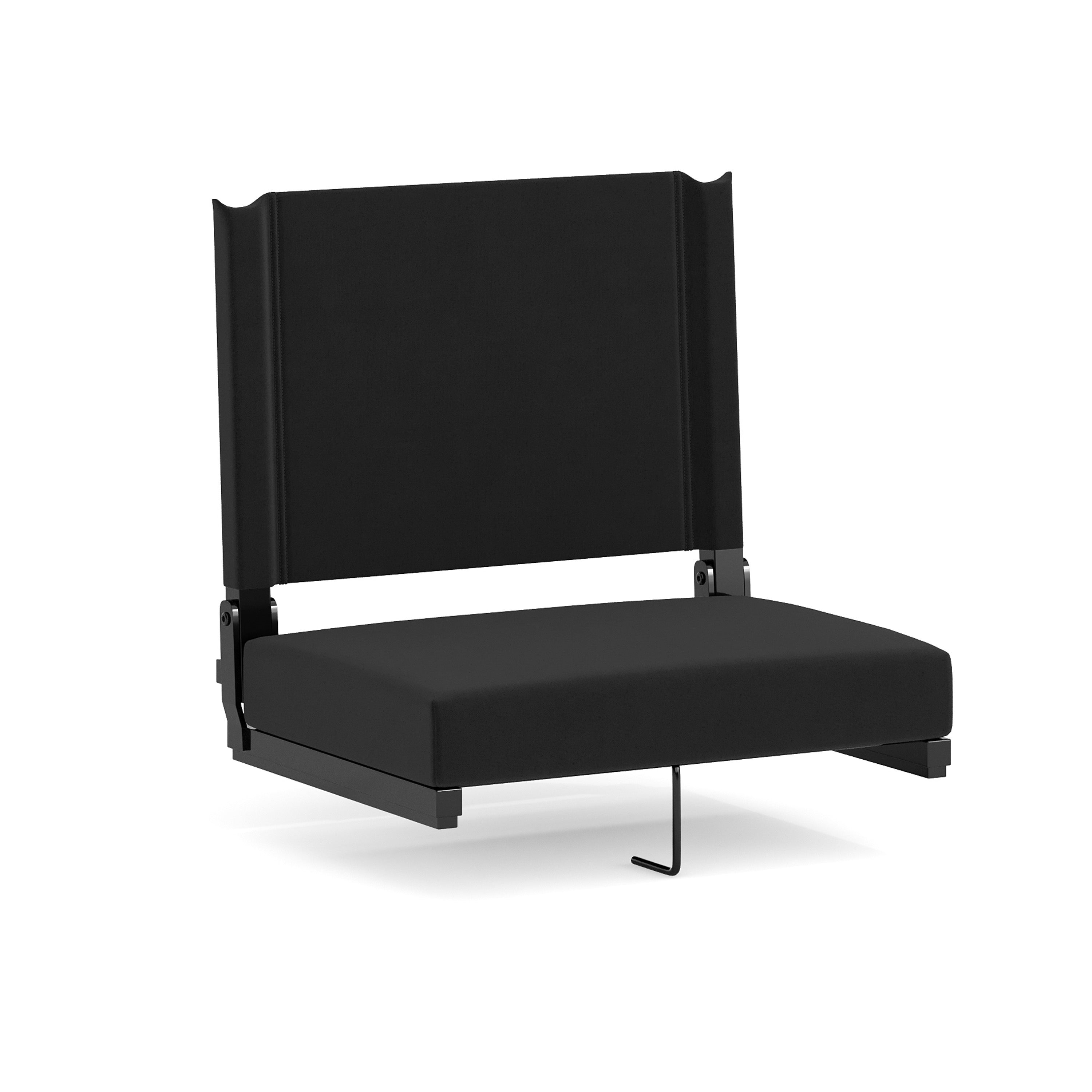 Grandstand Comfort 500 lb Capacity Padded Stadium Chairs, Folding Seats with Handles, Lightweight & Durable, Black