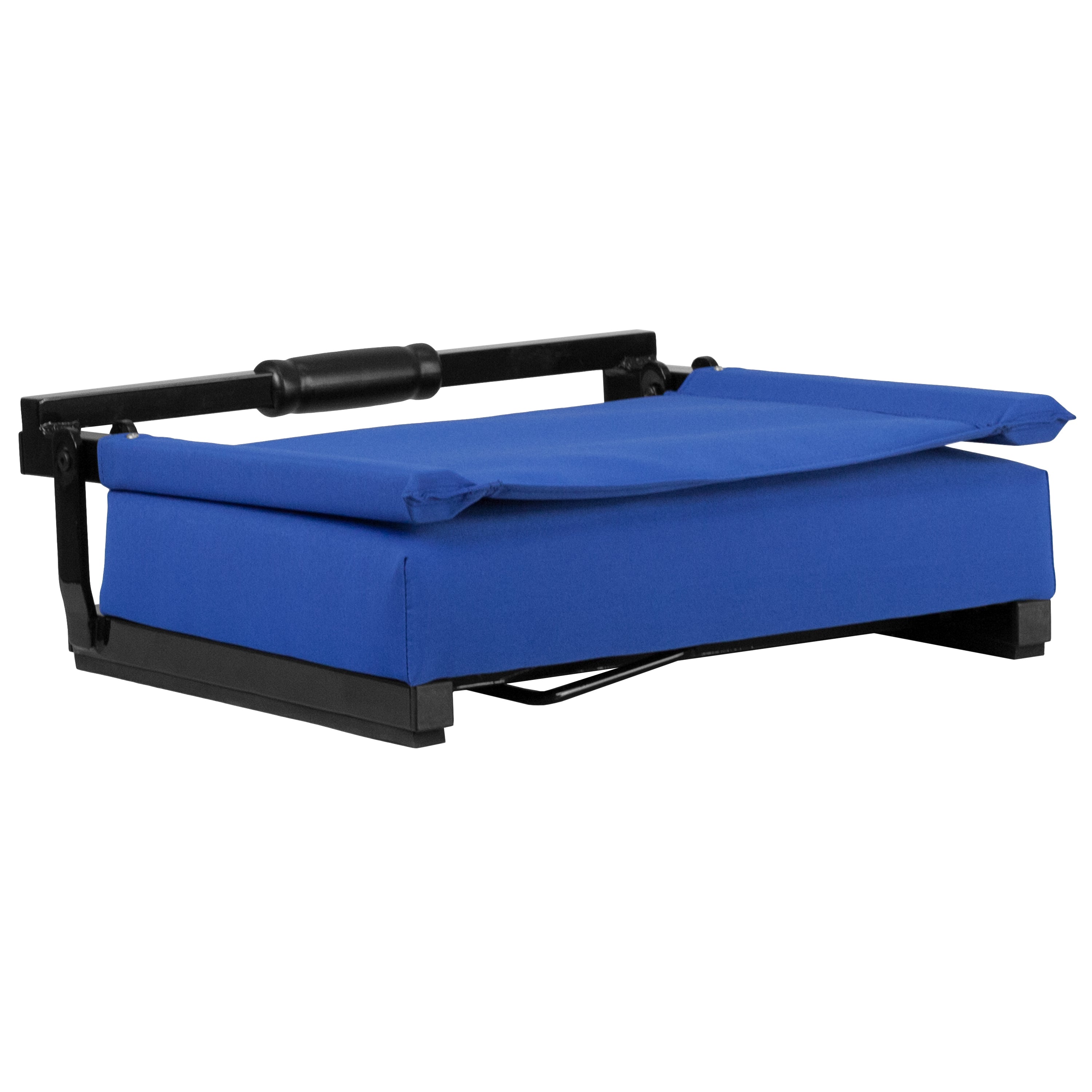 Grandstand Comfort 500 lb Capacity Padded Stadium Chairs, Folding Seats with Handles, Lightweight & Durable, Blue