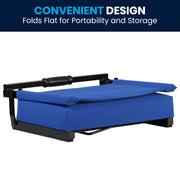 Grandstand Comfort 500 lb Capacity Padded Stadium Chairs, Folding Seats with Handles, Lightweight & Durable, Blue