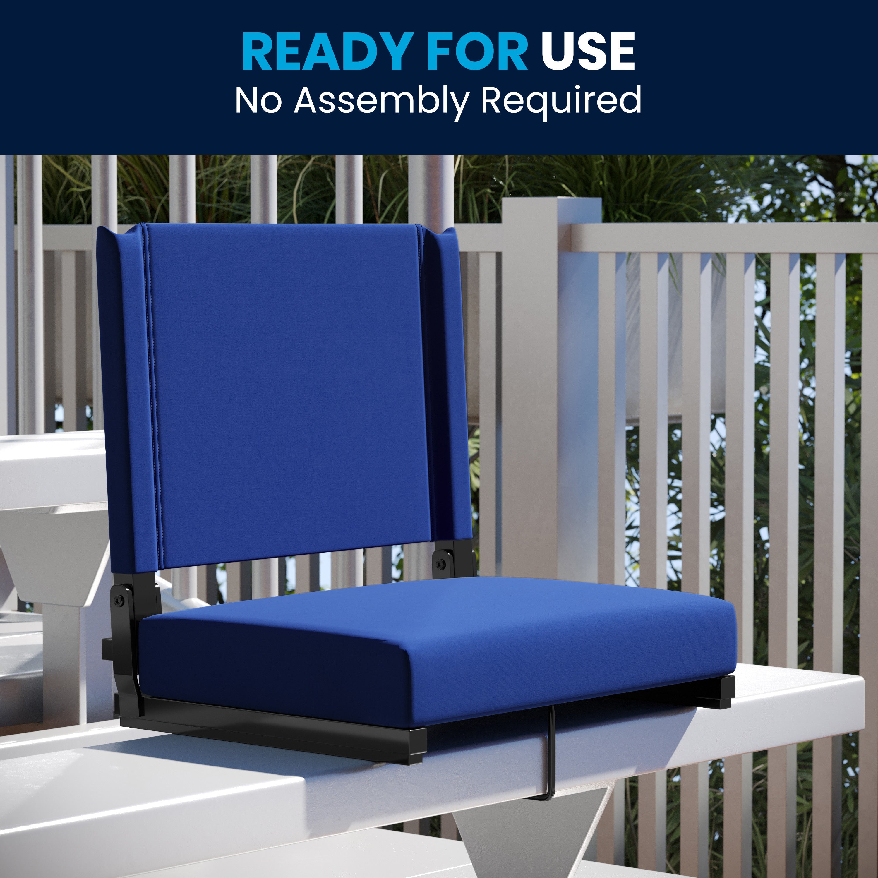 Grandstand Comfort 500 lb Capacity Padded Stadium Chairs, Folding Seats with Handles, Lightweight & Durable, Blue