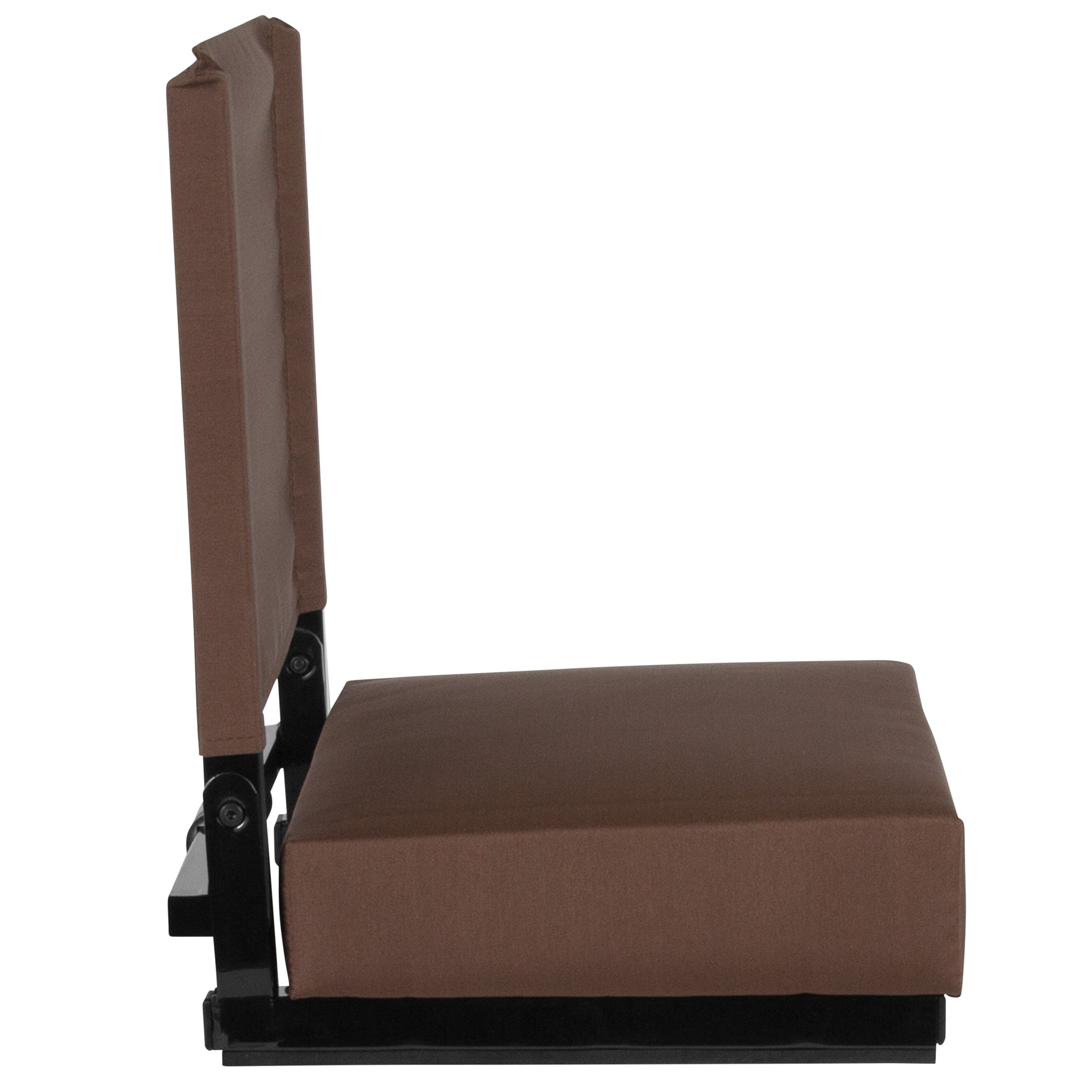 Grandstand Comfort 500 lb Capacity Padded Stadium Chairs, Folding Seats with Handles, Lightweight & Durable, Dark Brown