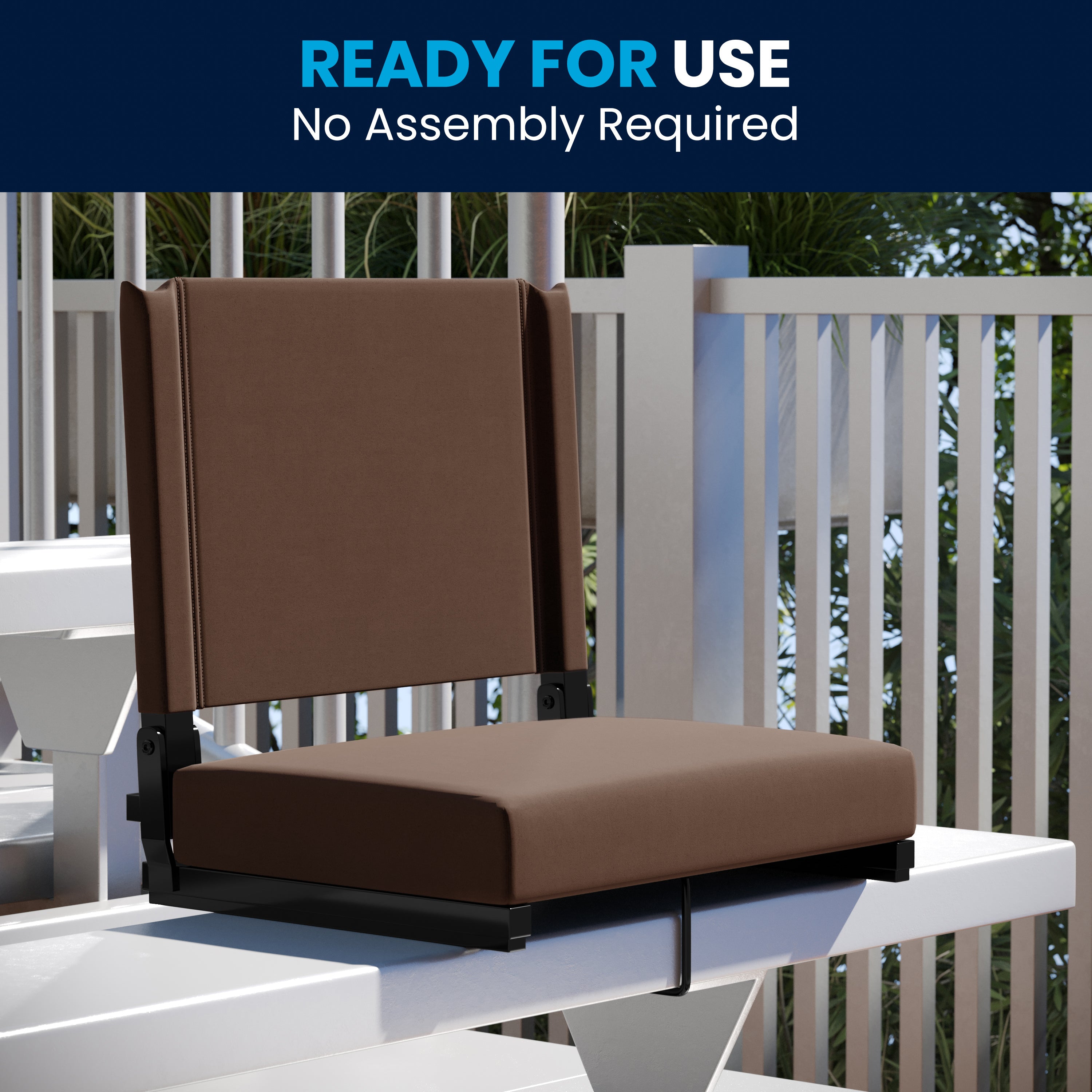 Grandstand Comfort 500 lb Capacity Padded Stadium Chairs, Folding Seats with Handles, Lightweight & Durable, Dark Brown