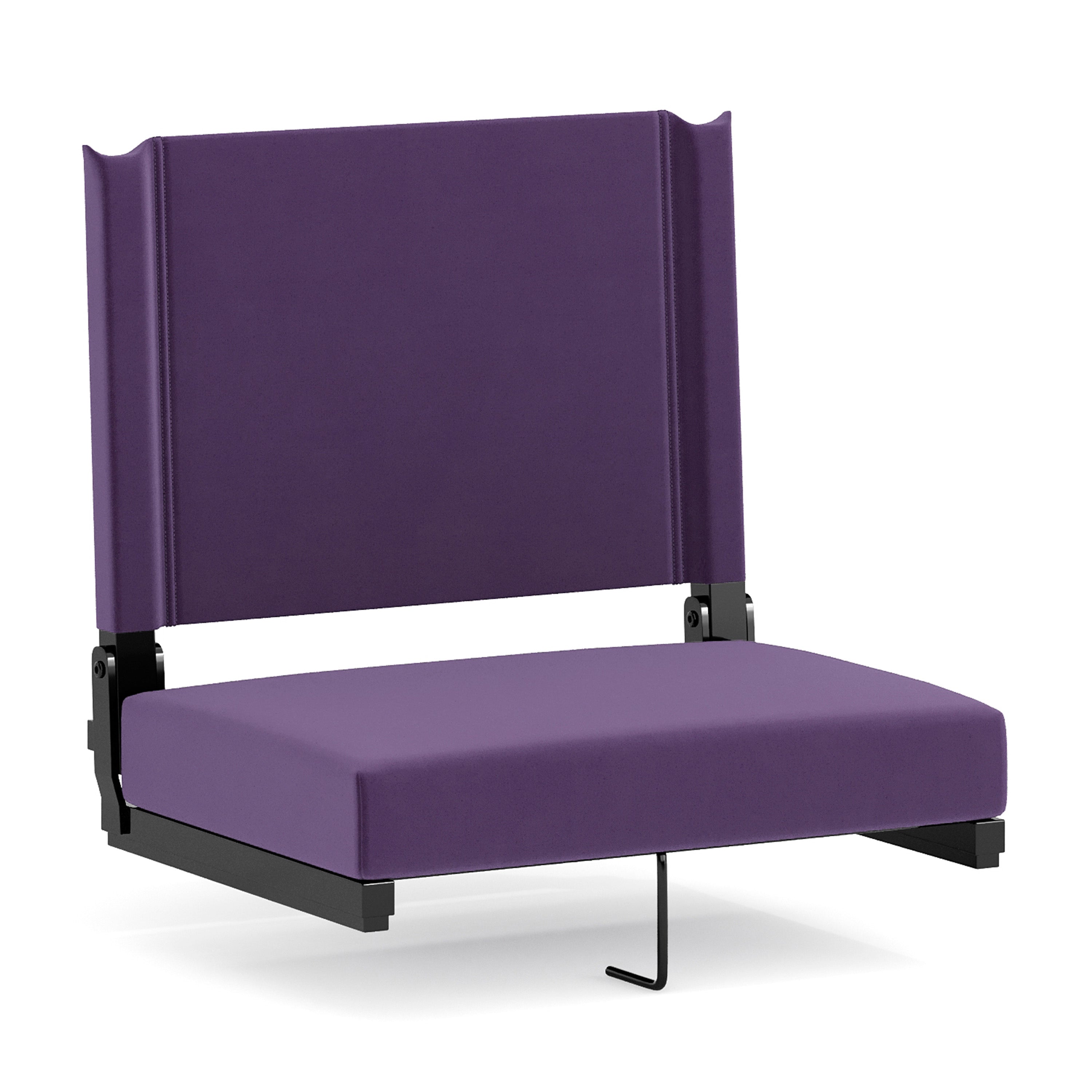 Grandstand Comfort 500 lb Capacity Padded Stadium Chairs, Folding Seats with Handles, Lightweight & Durable, Dark Purple