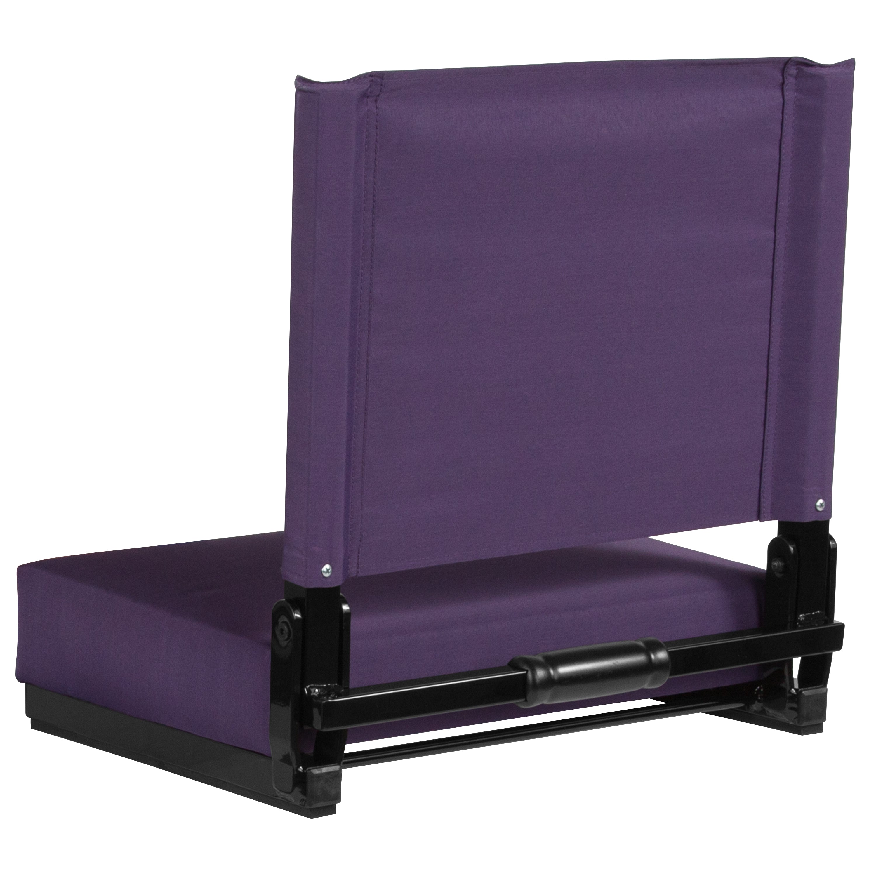 Grandstand Comfort 500 lb Capacity Padded Stadium Chairs, Folding Seats with Handles, Lightweight & Durable, Dark Purple