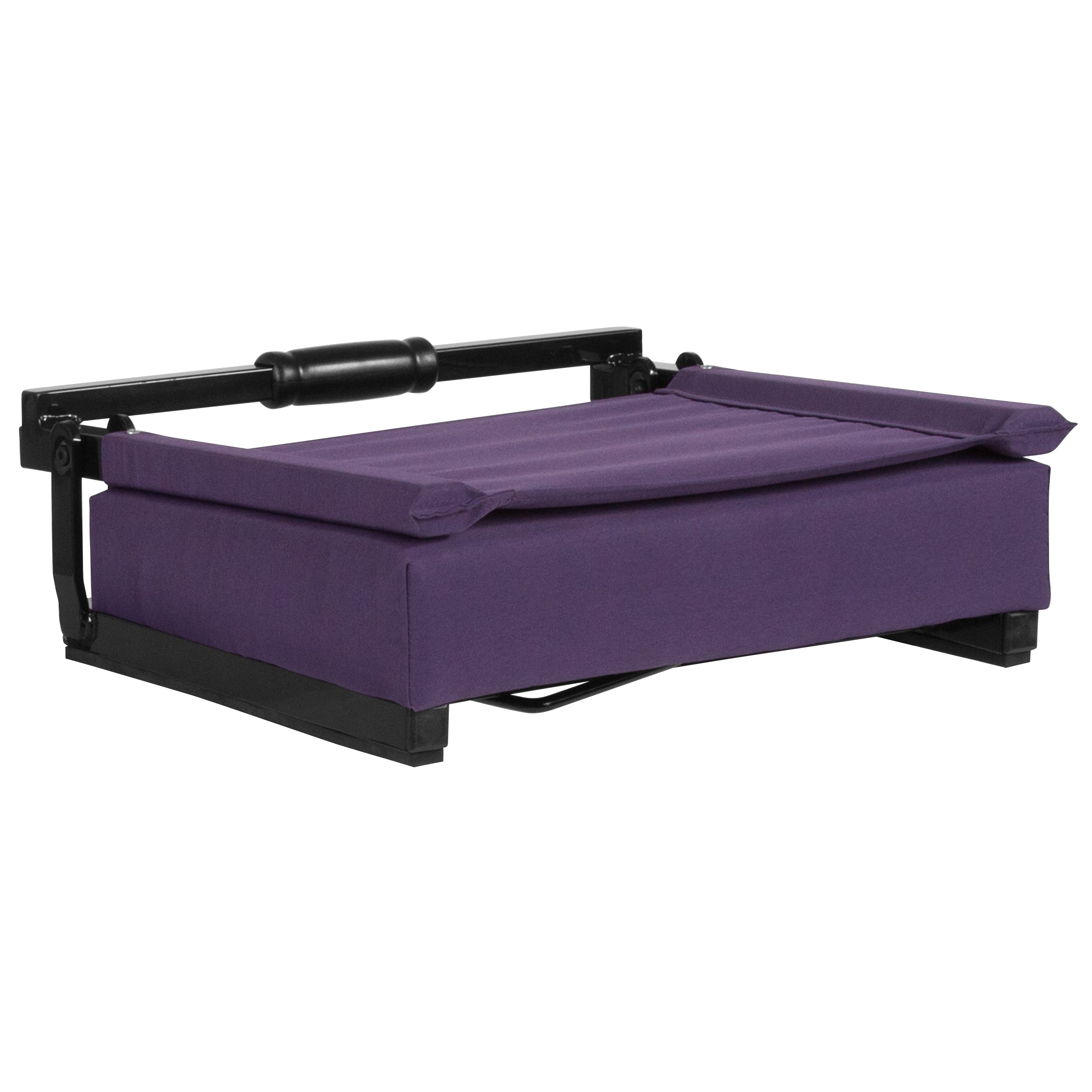 Grandstand Comfort 500 lb Capacity Padded Stadium Chairs, Folding Seats with Handles, Lightweight & Durable, Dark Purple