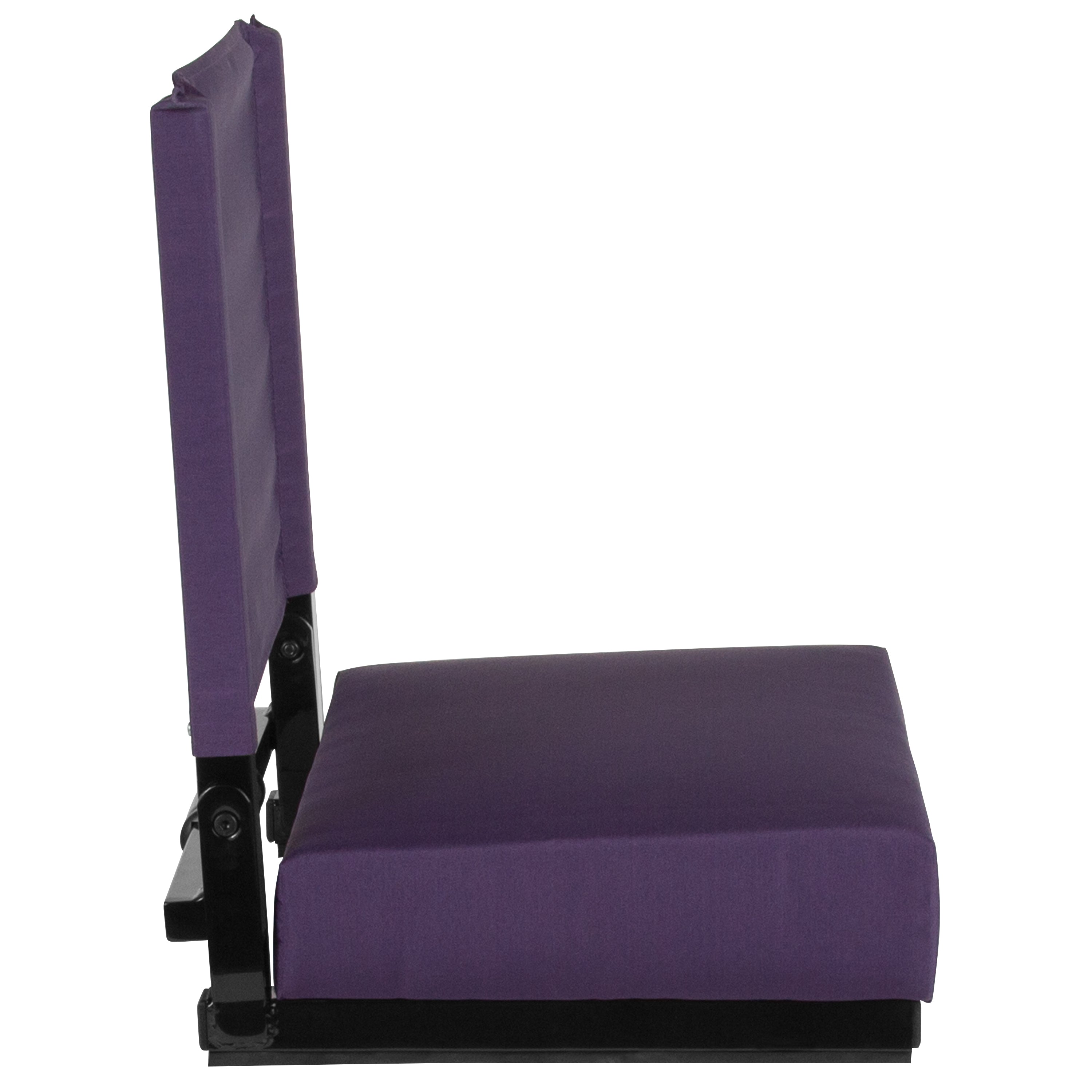 Grandstand Comfort 500 lb Capacity Padded Stadium Chairs, Folding Seats with Handles, Lightweight & Durable, Dark Purple