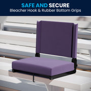 Grandstand Comfort 500 lb Capacity Padded Stadium Chairs, Folding Seats with Handles, Lightweight & Durable, Dark Purple