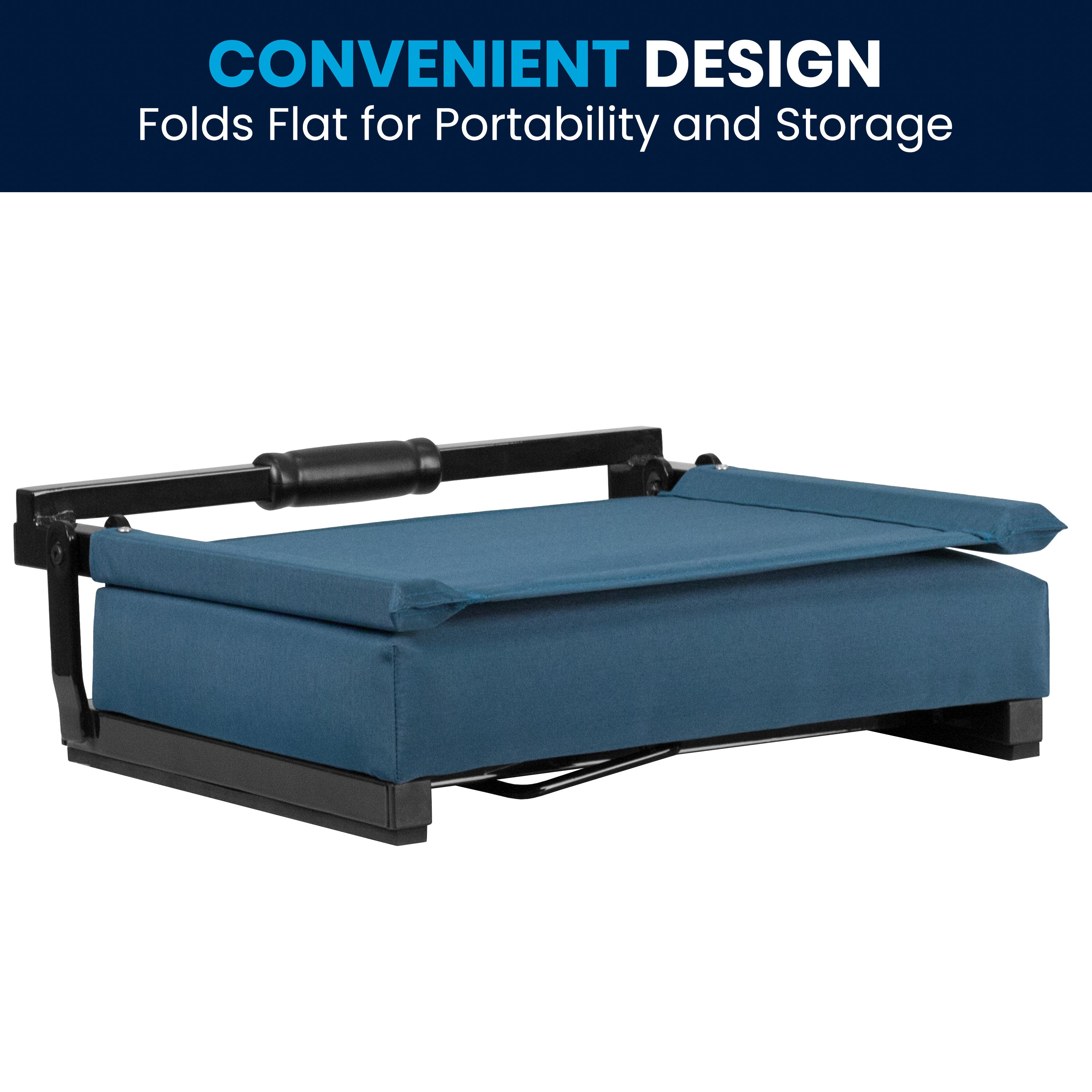 Grandstand Comfort 500 lb Capacity Padded Stadium Chairs, Folding Seats with Handles, Lightweight & Durable, Teal