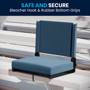Grandstand Comfort 500 lb Capacity Padded Stadium Chairs, Folding Seats with Handles, Lightweight & Durable, Teal