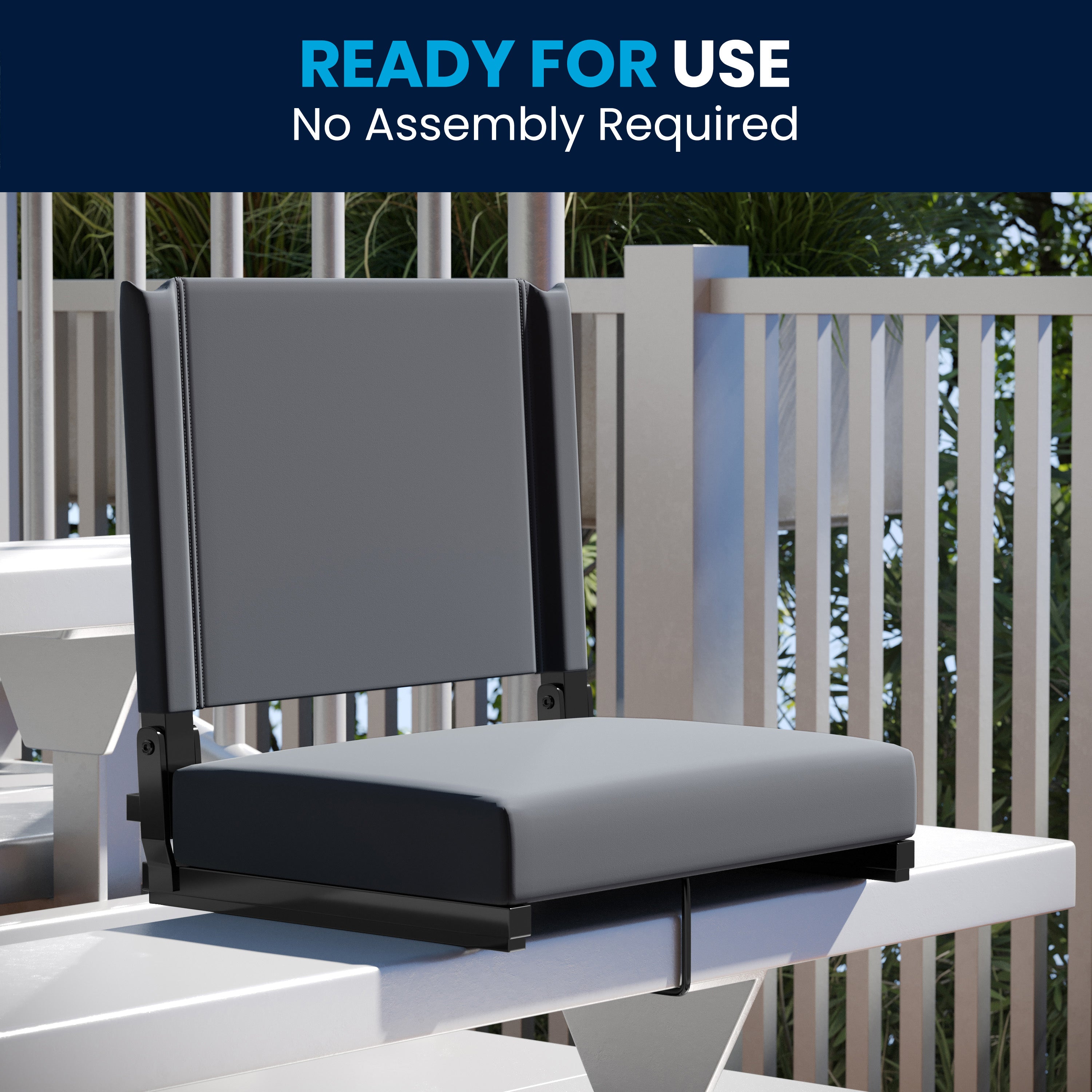 Grandstand Comfort 500 lb Capacity Padded Stadium Chairs, Folding Seats with Handles, Lightweight & Durable, Gray
