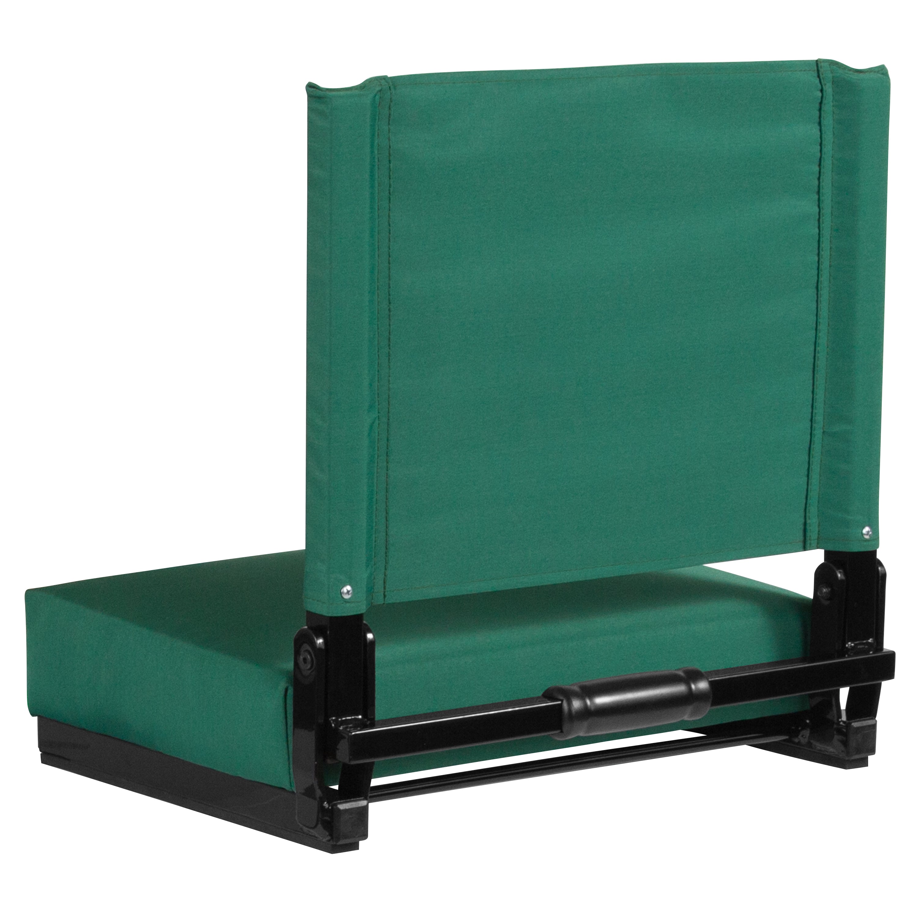 Grandstand Comfort 500 lb Capacity Padded Stadium Chairs, Folding Seats with Handles, Lightweight & Durable, Hunter Green