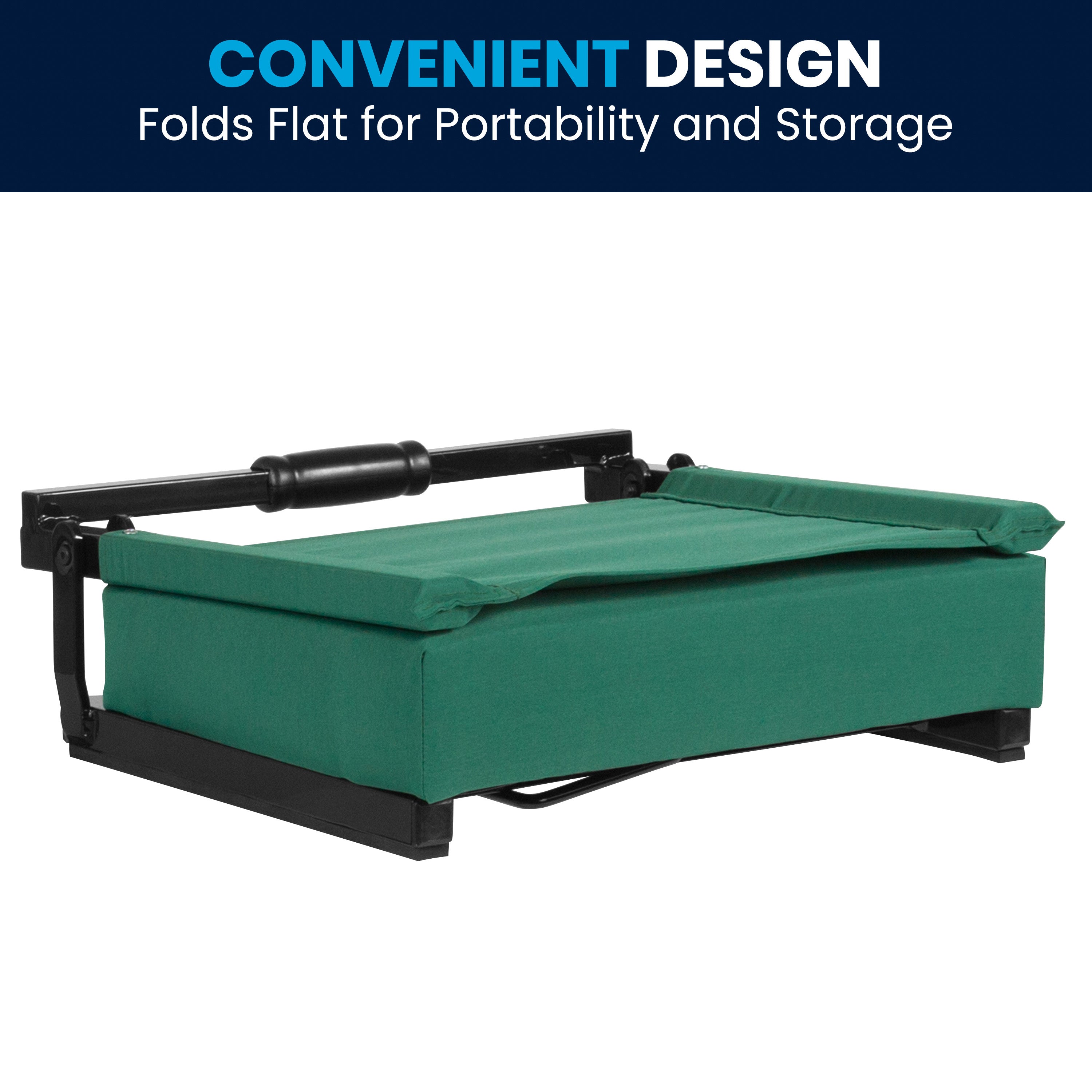 Grandstand Comfort 500 lb Capacity Padded Stadium Chairs, Folding Seats with Handles, Lightweight & Durable, Hunter Green