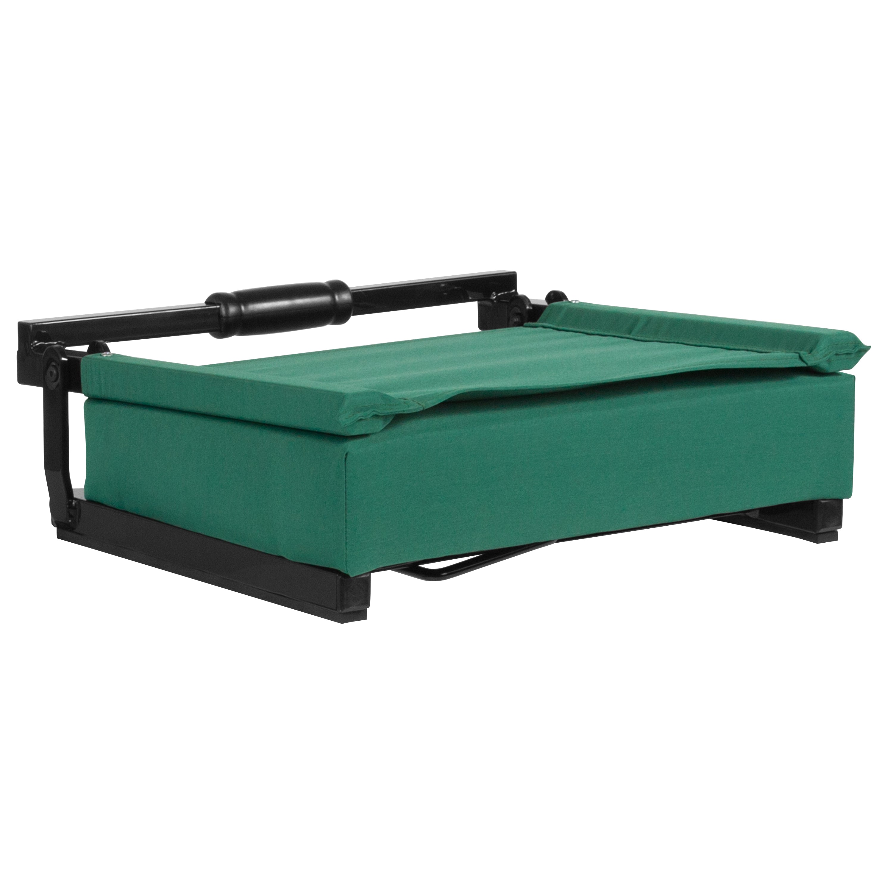 Grandstand Comfort 500 lb Capacity Padded Stadium Chairs, Folding Seats with Handles, Lightweight & Durable, Hunter Green