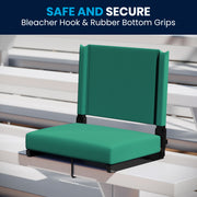 Grandstand Comfort 500 lb Capacity Padded Stadium Chairs, Folding Seats with Handles, Lightweight & Durable, Hunter Green