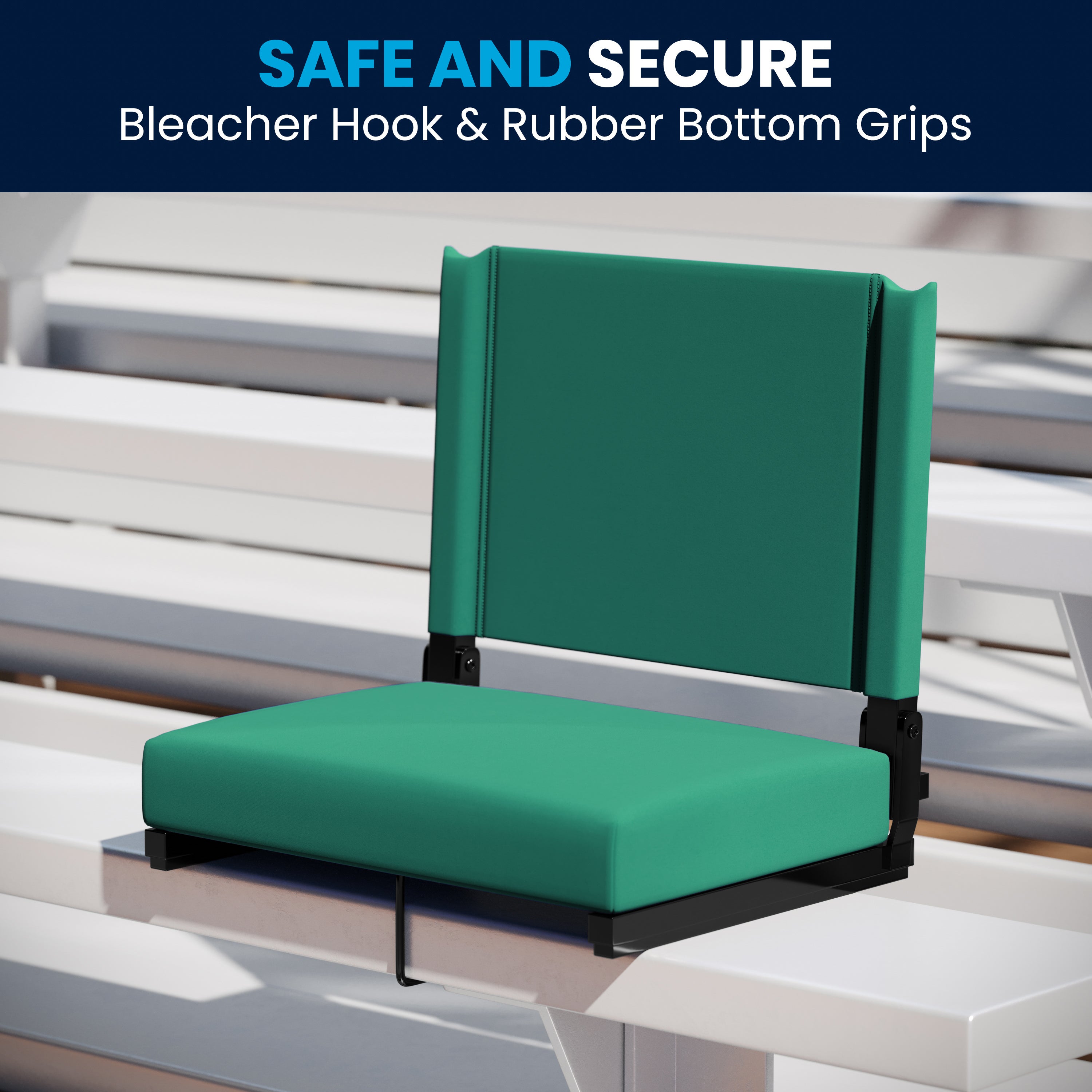 Grandstand Comfort 500 lb Capacity Padded Stadium Chairs, Folding Seats with Handles, Lightweight & Durable, Hunter Green