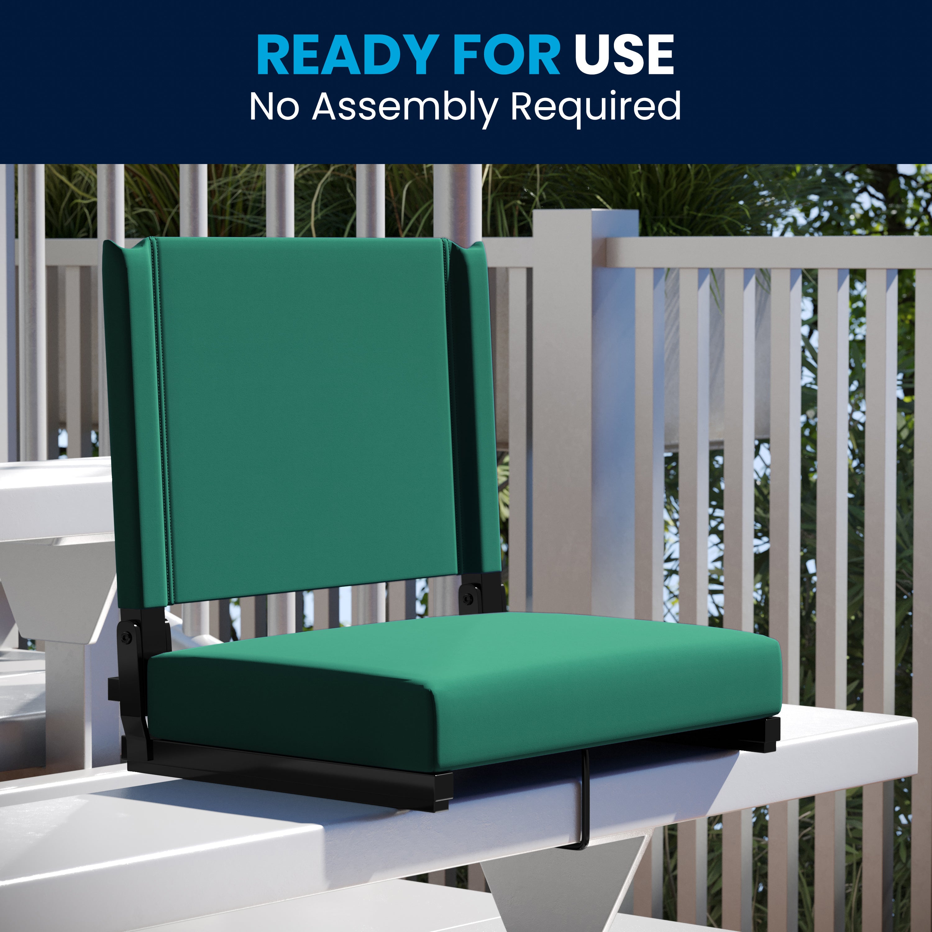 Grandstand Comfort 500 lb Capacity Padded Stadium Chairs, Folding Seats with Handles, Lightweight & Durable, Hunter Green