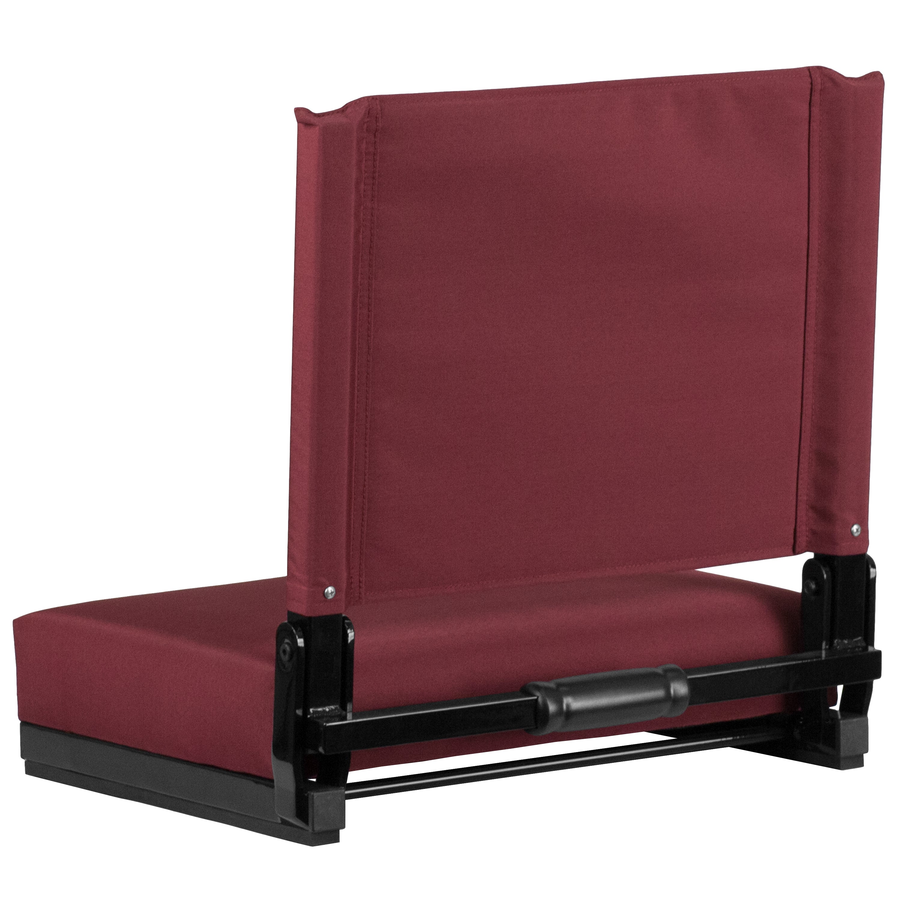 Grandstand Comfort 500 lb Capacity Padded Stadium Chairs, Folding Seats with Handles, Lightweight & Durable, Maroon