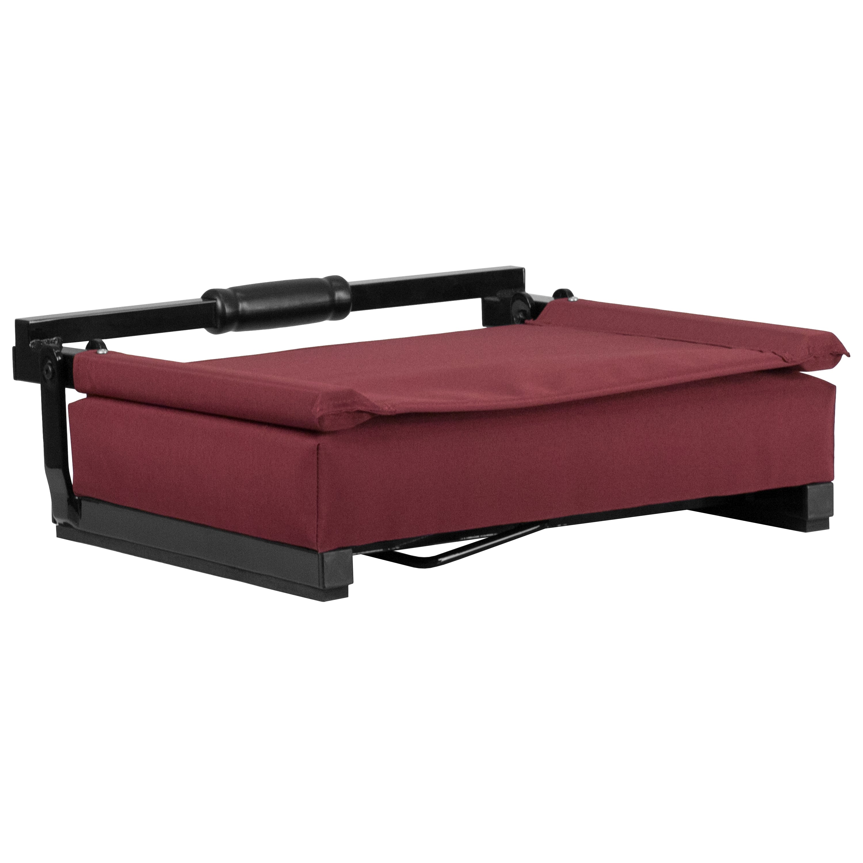 Grandstand Comfort 500 lb Capacity Padded Stadium Chairs, Folding Seats with Handles, Lightweight & Durable, Maroon