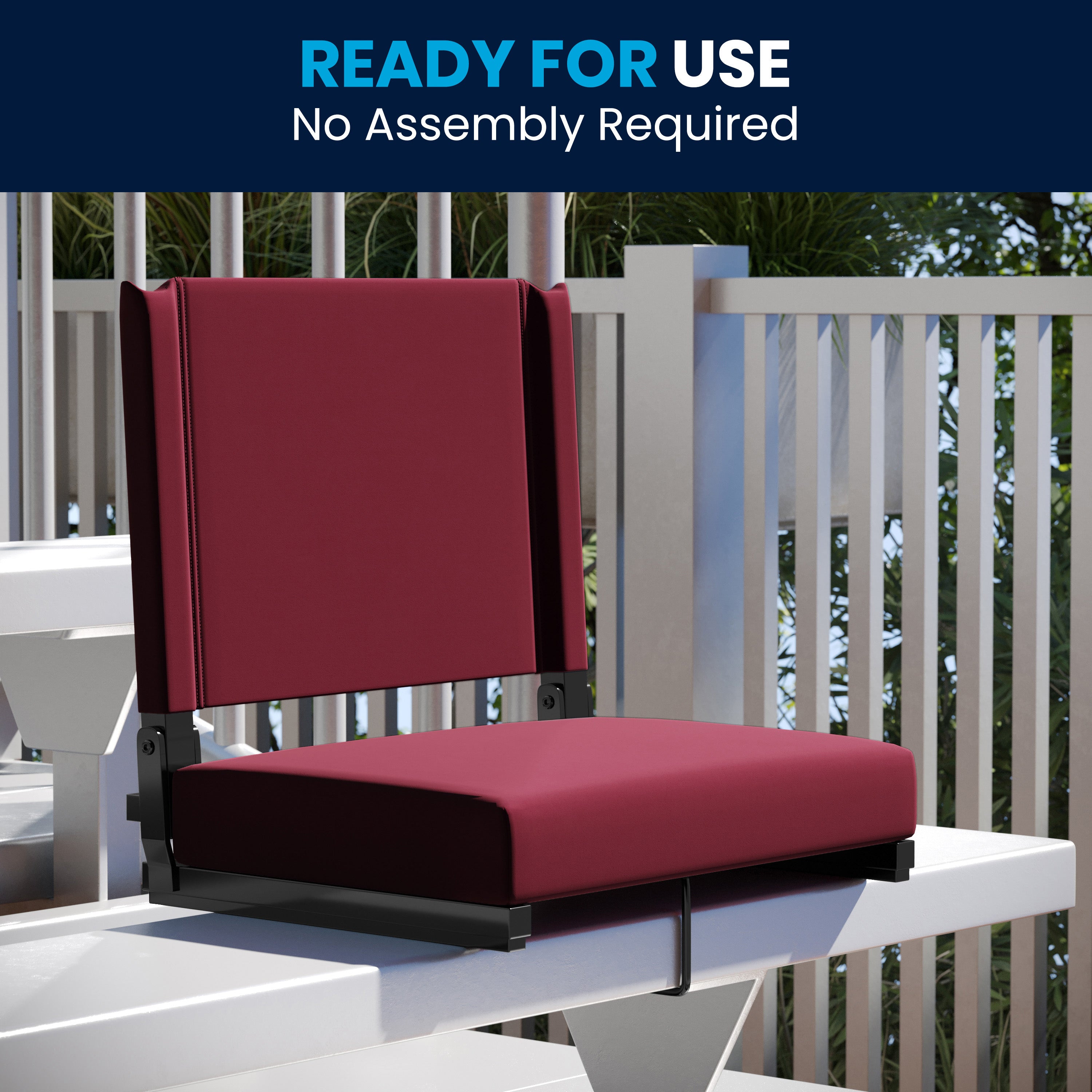 Grandstand Comfort 500 lb Capacity Padded Stadium Chairs, Folding Seats with Handles, Lightweight & Durable, Maroon