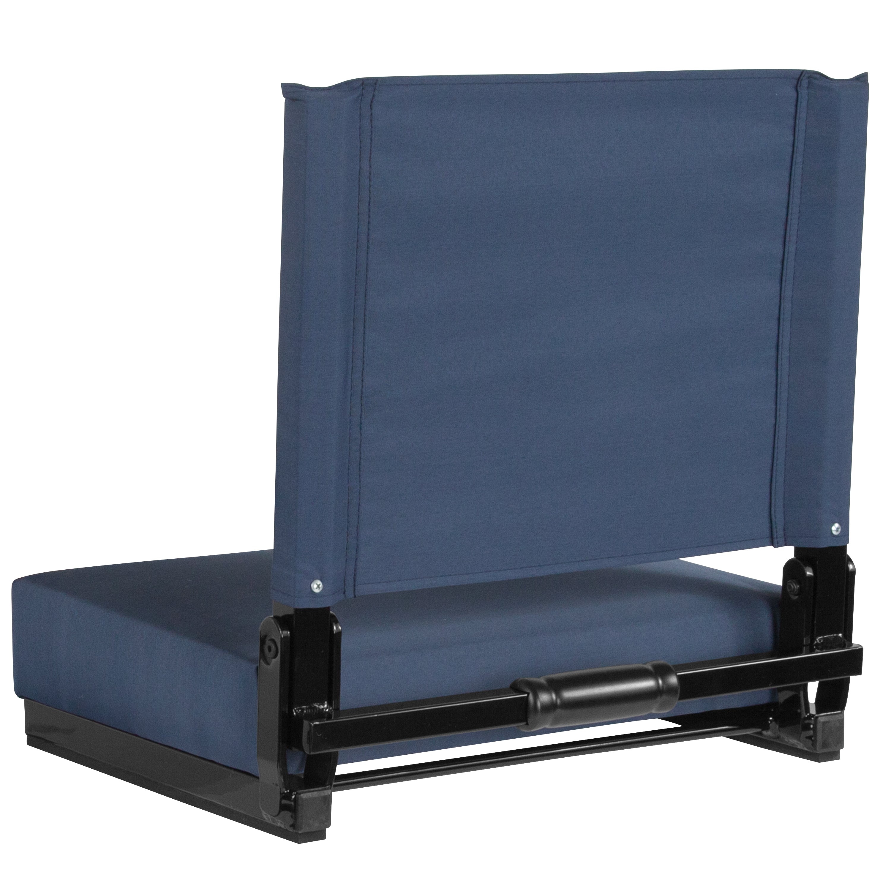 Grandstand Comfort Stadium Seat with Handle, 500 lb Rated, Padded Cushions, Foldable & Lightweight for Bleachers & Outdoor Events, Navy Blue