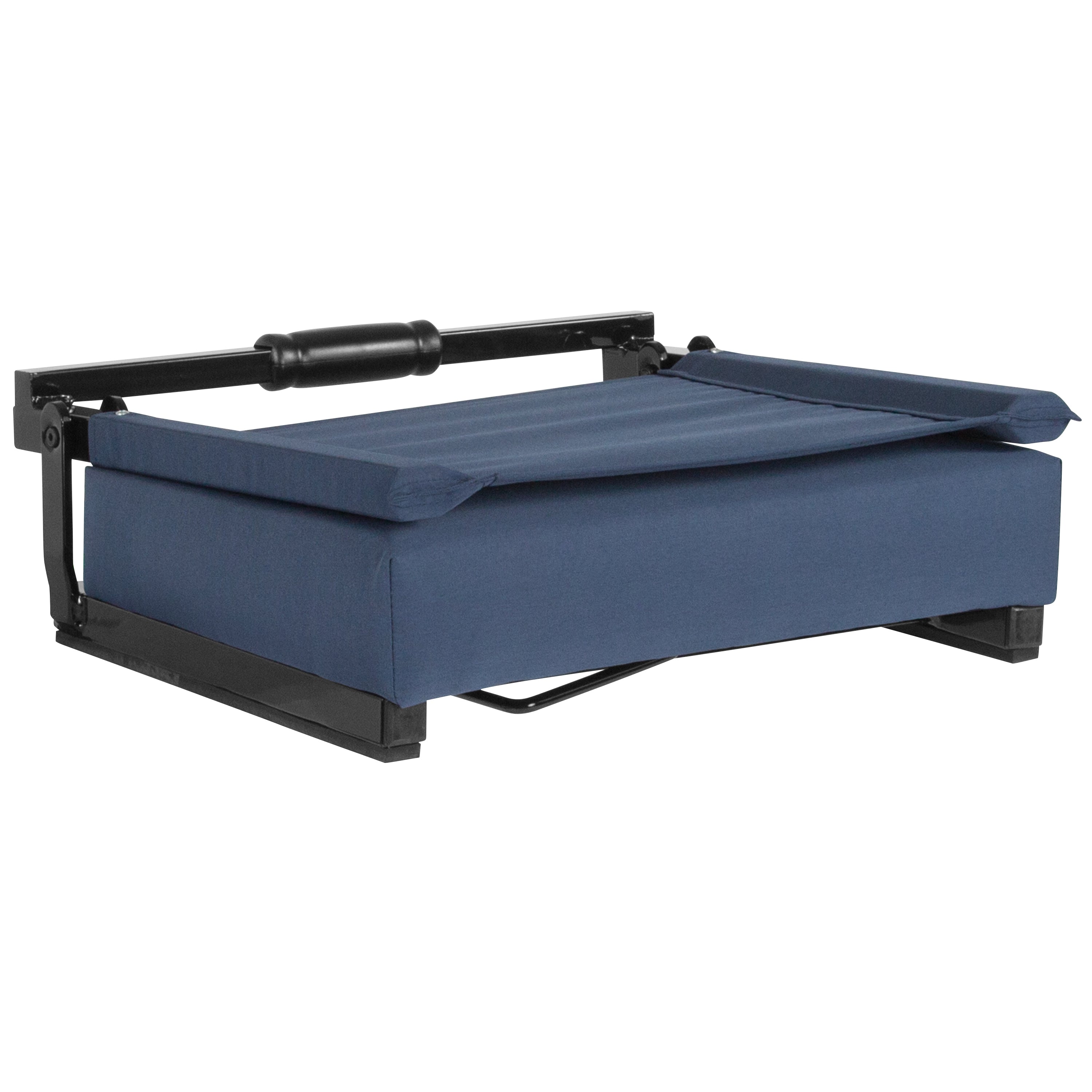 Grandstand Comfort Stadium Seat with Handle, 500 lb Rated, Padded Cushions, Foldable & Lightweight for Bleachers & Outdoor Events, Navy Blue